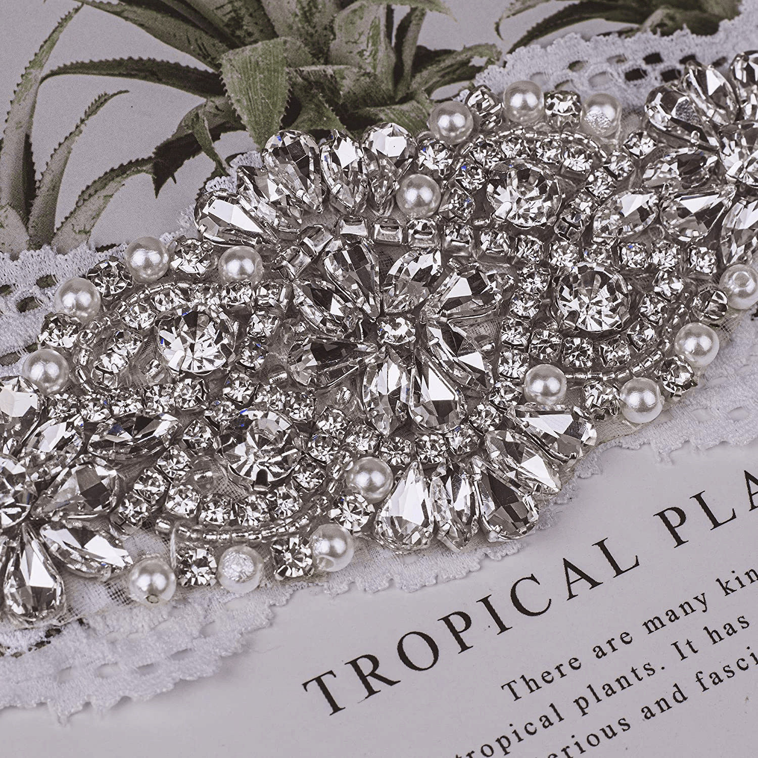 Yanstar Wedding Bridal Garter Stretch Lace Bridal Garter Sets with Rhinestones Clear Crystal Pearl for Wedding Apparel & Accessories > Clothing > Underwear & Socks > Lingerie yanstar