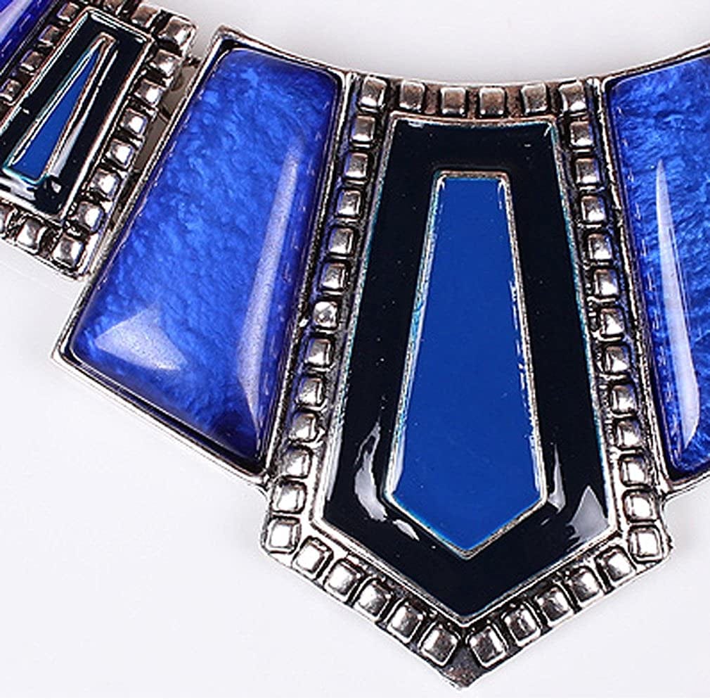 YAZILIND Vintage Ethnic Tibetan Silver Irregular Rhinestone Bib Collar Earrings Necklace Jewelry Set