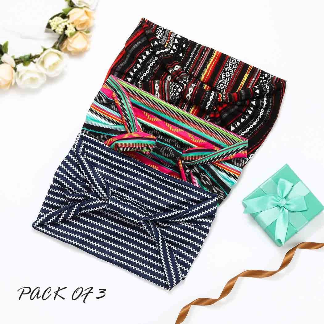 YBSHIN Boho Wide Headbands Stripe Head Wraps Knoted Hair Wears Turban Yoga Sweatbands Elastic Floral Printed Head Scarfs Stretch Cloth Hair Bands for Women and Girls 3Pcs (A) Apparel & Accessories > Clothing Accessories > Bandanas & Headties YBSHIN-101
