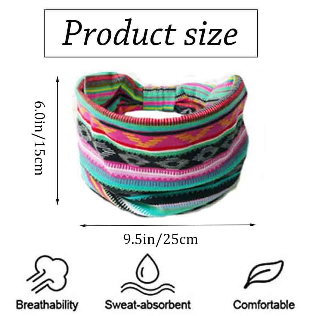 YBSHIN Boho Wide Headbands Stripe Head Wraps Knoted Hair Wears Turban Yoga Sweatbands Elastic Floral Printed Head Scarfs Stretch Cloth Hair Bands for Women and Girls 3Pcs (A) Apparel & Accessories > Clothing Accessories > Bandanas & Headties YBSHIN-101