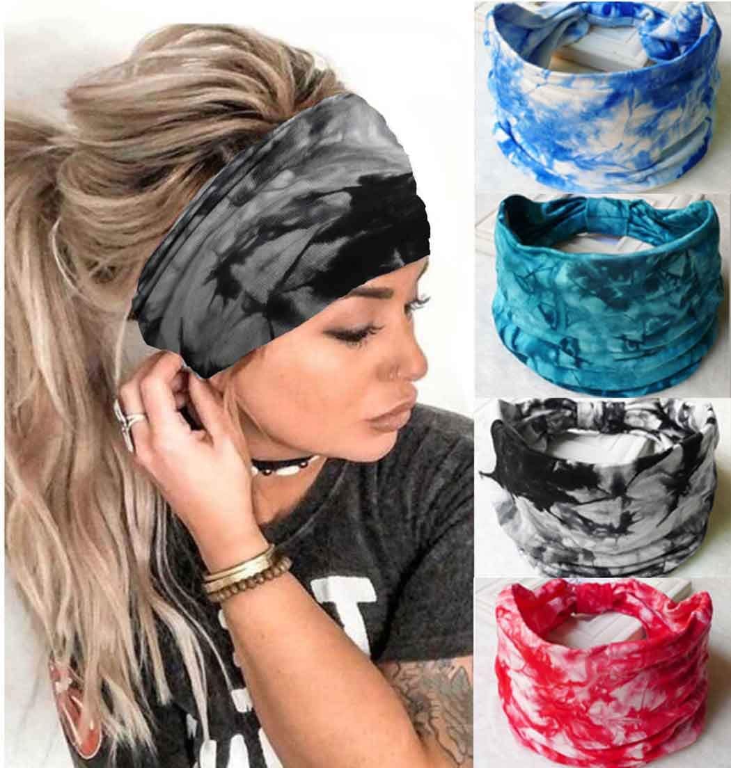 YBSHIN Boho Wide Headbands Stripe Head Wraps Knoted Hair Wears Turban Yoga Sweatbands Elastic Floral Printed Head Scarfs Stretch Cloth Hair Bands for Women and Girls 3Pcs (A) Apparel & Accessories > Clothing Accessories > Bandanas & Headties YBSHIN-101 B