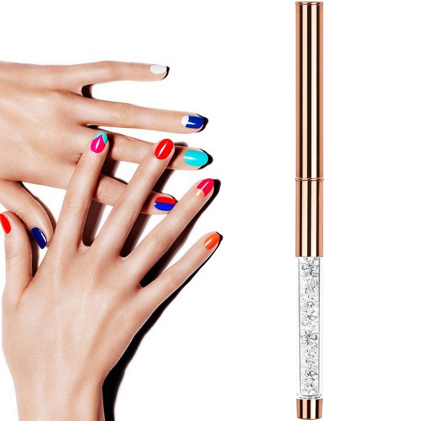 YCYAN 1Pcs Oval UV Gel Nail Brush Rhinestone Handle Professional Nail Art Tools Size 8 Rose Gold Health & Beauty > Personal Care > Cosmetics > Cosmetic Tools > Nail Tools Ycyan