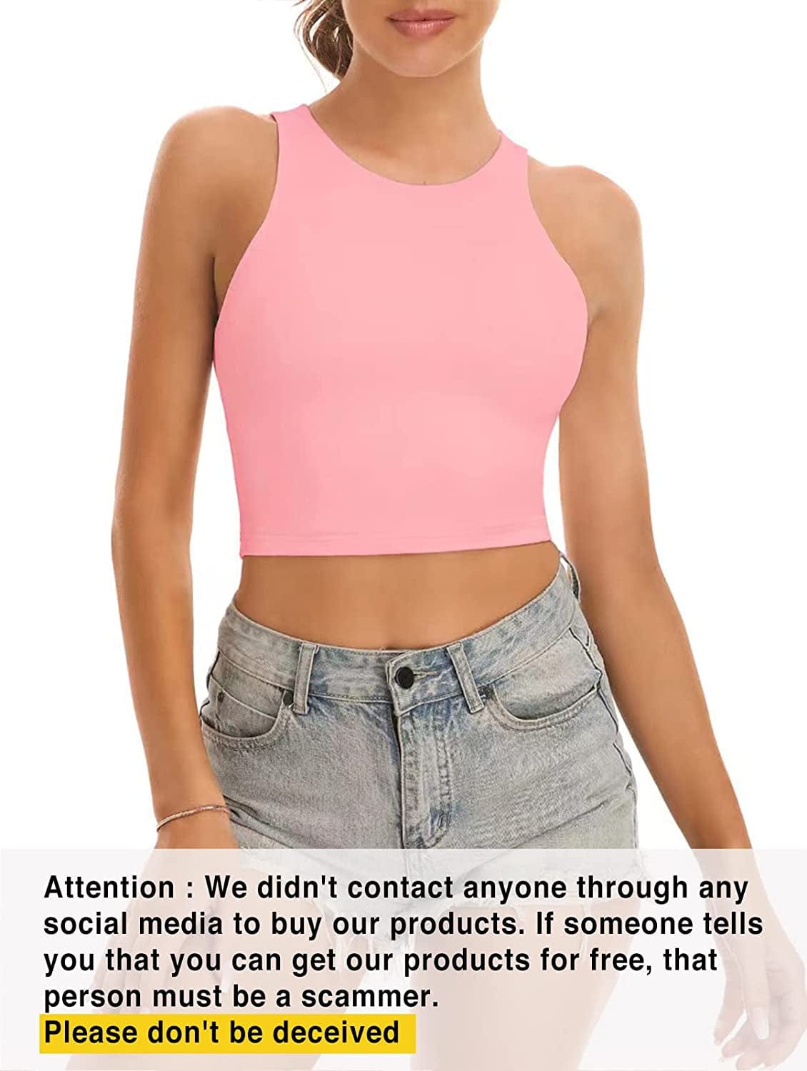 Yeawinta Workout Crop Tops for Women Cropped Racerback Halter Neck Shirts Sleeveless Yoga Tops Pack