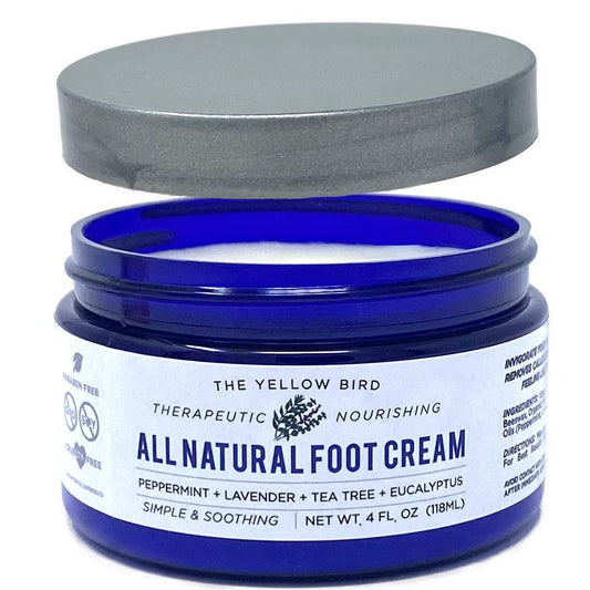 Yellow Bird Natural Foot Cream - Dry Feet Balm , Cracked Heel Moisturizer, Organic Athletes Foot Repair Salve with Tea Tree Oil & Peppermint. Moisturizing Callus Care, Toenail Treatment Creme Health & Beauty > Personal Care > Foot Care The Yellow Bird 4 Fl Oz (Pack of 1)