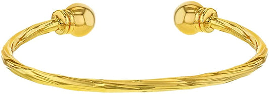 Yellow Gold Plated Beautiful Twisted Cable Cuff Newborn Baby Bracelet 40Mm - Trendy and Fashionable Baby Plain Cuff Bangle Bracelet for Baby Girls - Babies Everyday Accessories Apparel & Accessories > Jewelry > Bracelets In Season Jewelry