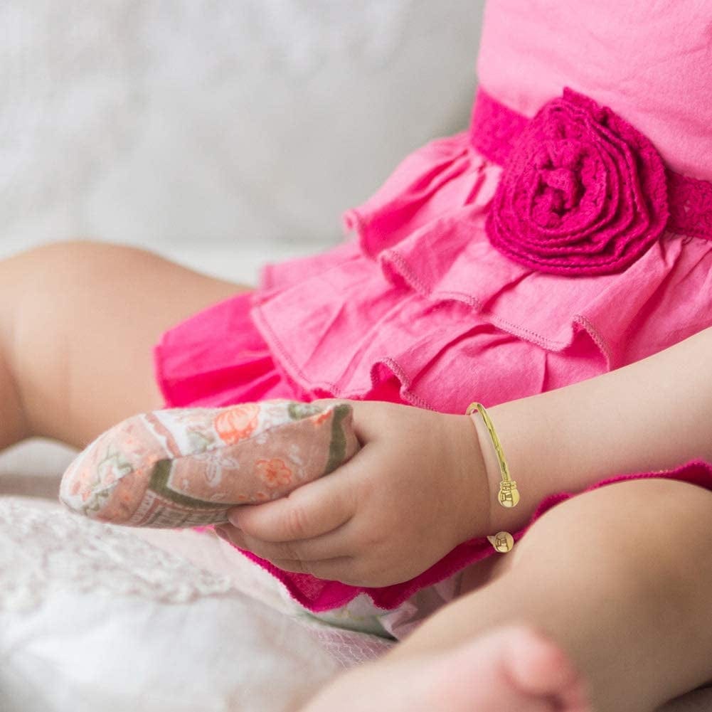 Yellow Gold Plated Beautiful Twisted Cable Cuff Newborn Baby Bracelet 40Mm - Trendy and Fashionable Baby Plain Cuff Bangle Bracelet for Baby Girls - Babies Everyday Accessories Apparel & Accessories > Jewelry > Bracelets In Season Jewelry