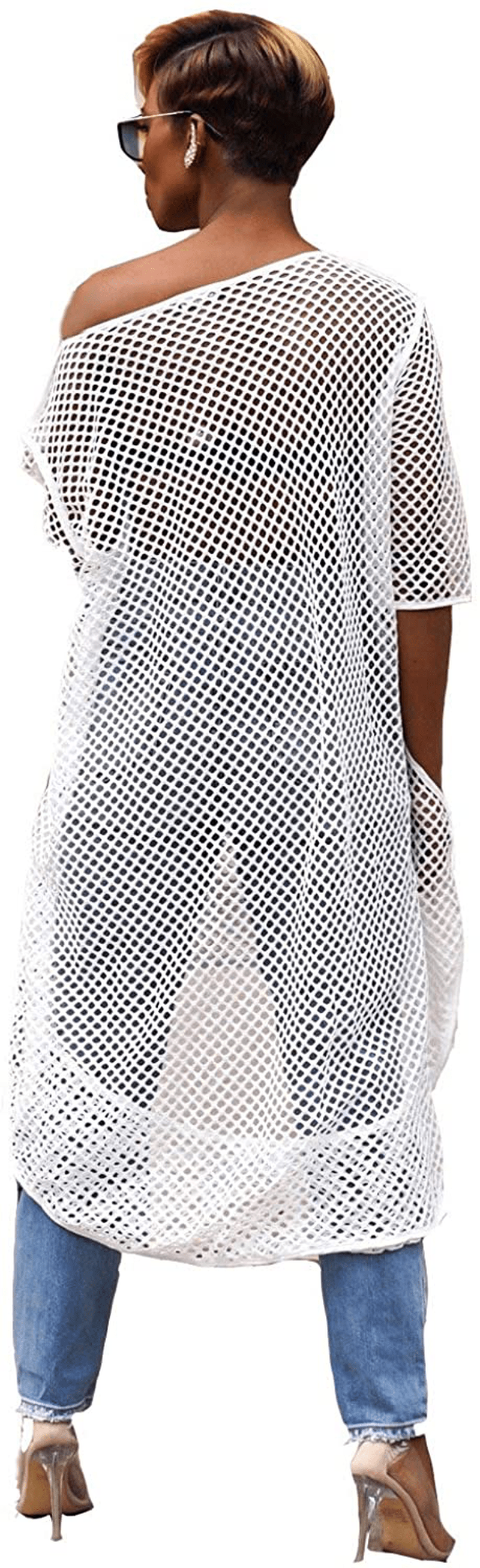 Yeshire Womens Short Sleeve Cover up Crochet Lace Midi Bikini Swimsuit Dress Apparel & Accessories > Clothing > Swimwear Kylie Max