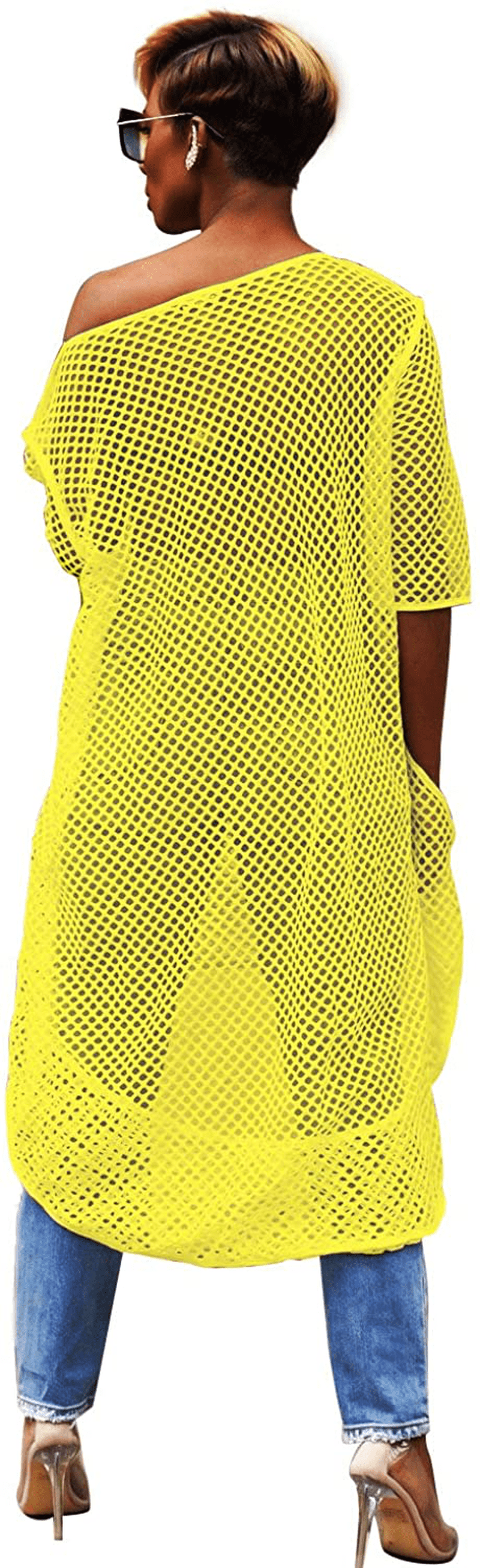 Yeshire Womens Short Sleeve Cover up Crochet Lace Midi Bikini Swimsuit Dress Apparel & Accessories > Clothing > Swimwear Kylie Max