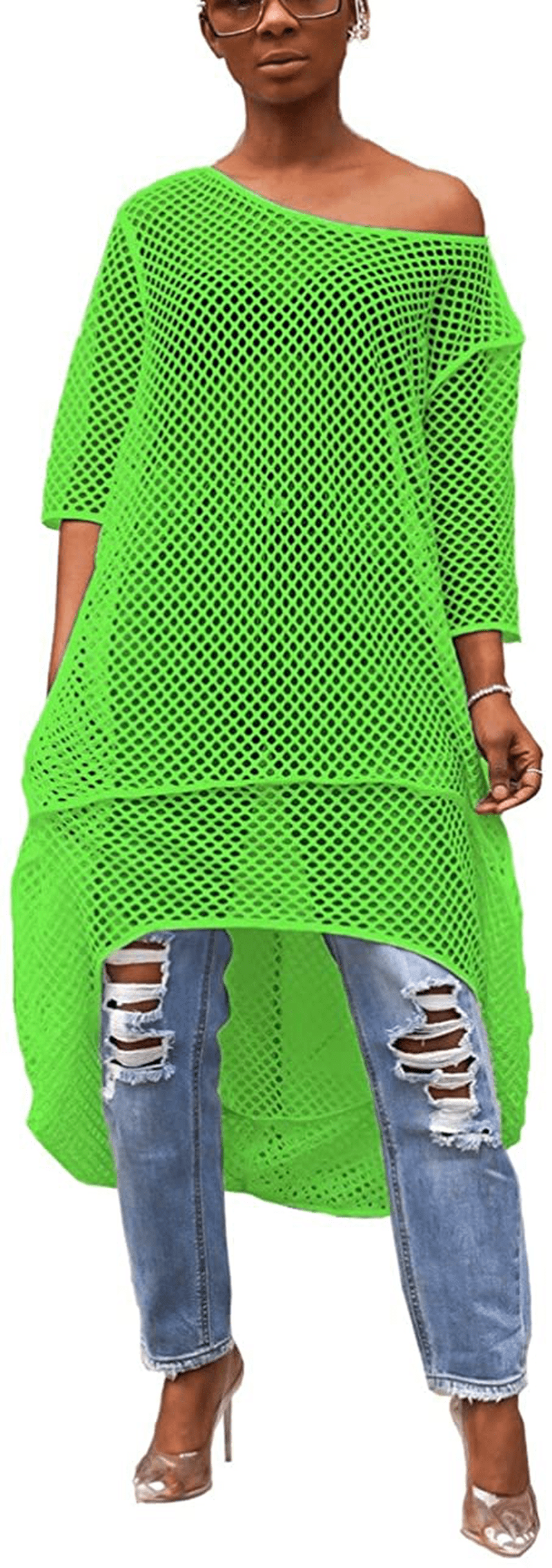 Yeshire Womens Short Sleeve Cover up Crochet Lace Midi Bikini Swimsuit Dress Apparel & Accessories > Clothing > Swimwear Kylie Max