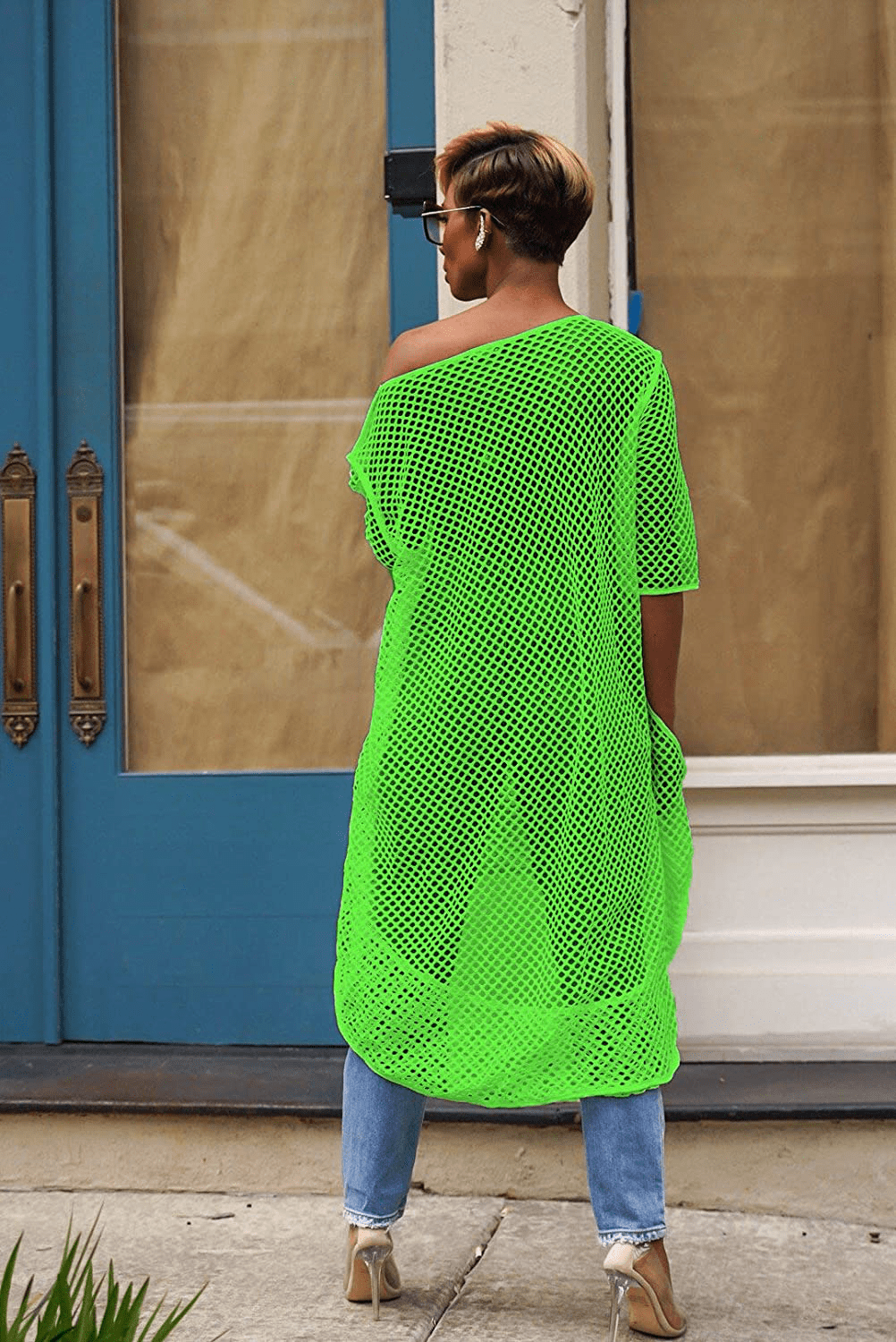 Yeshire Womens Short Sleeve Cover up Crochet Lace Midi Bikini Swimsuit Dress Apparel & Accessories > Clothing > Swimwear Kylie Max