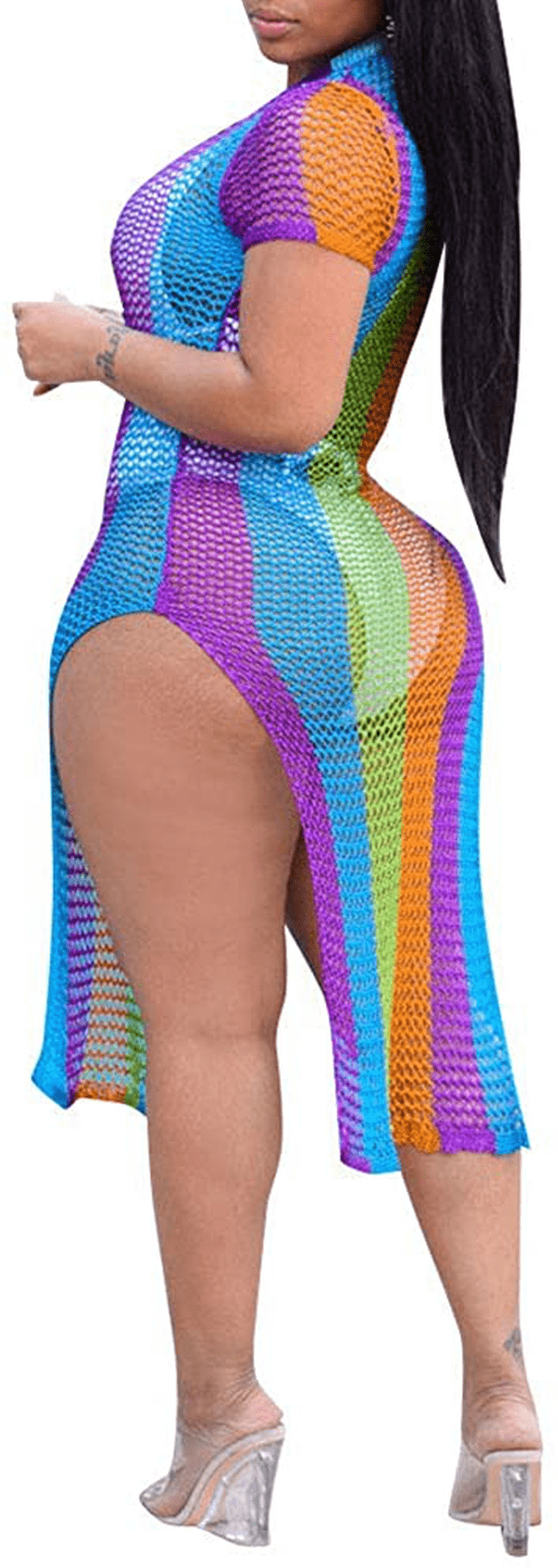 Yeshire Womens Short Sleeve Cover up Crochet Lace Midi Bikini Swimsuit Dress Apparel & Accessories > Clothing > Swimwear Kylie Max