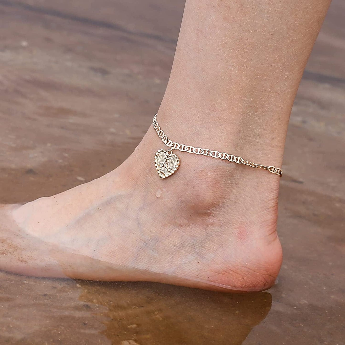 Yesteel Initial Ankle Bracelets for Women, Heart Anklet with Initials Letter Charm Anklets for Women, Cute 14K Gold Plated A-Z Foot Jewelry Anklets for Teens Girls Apparel & Accessories > Jewelry > Anklets YESTEEL