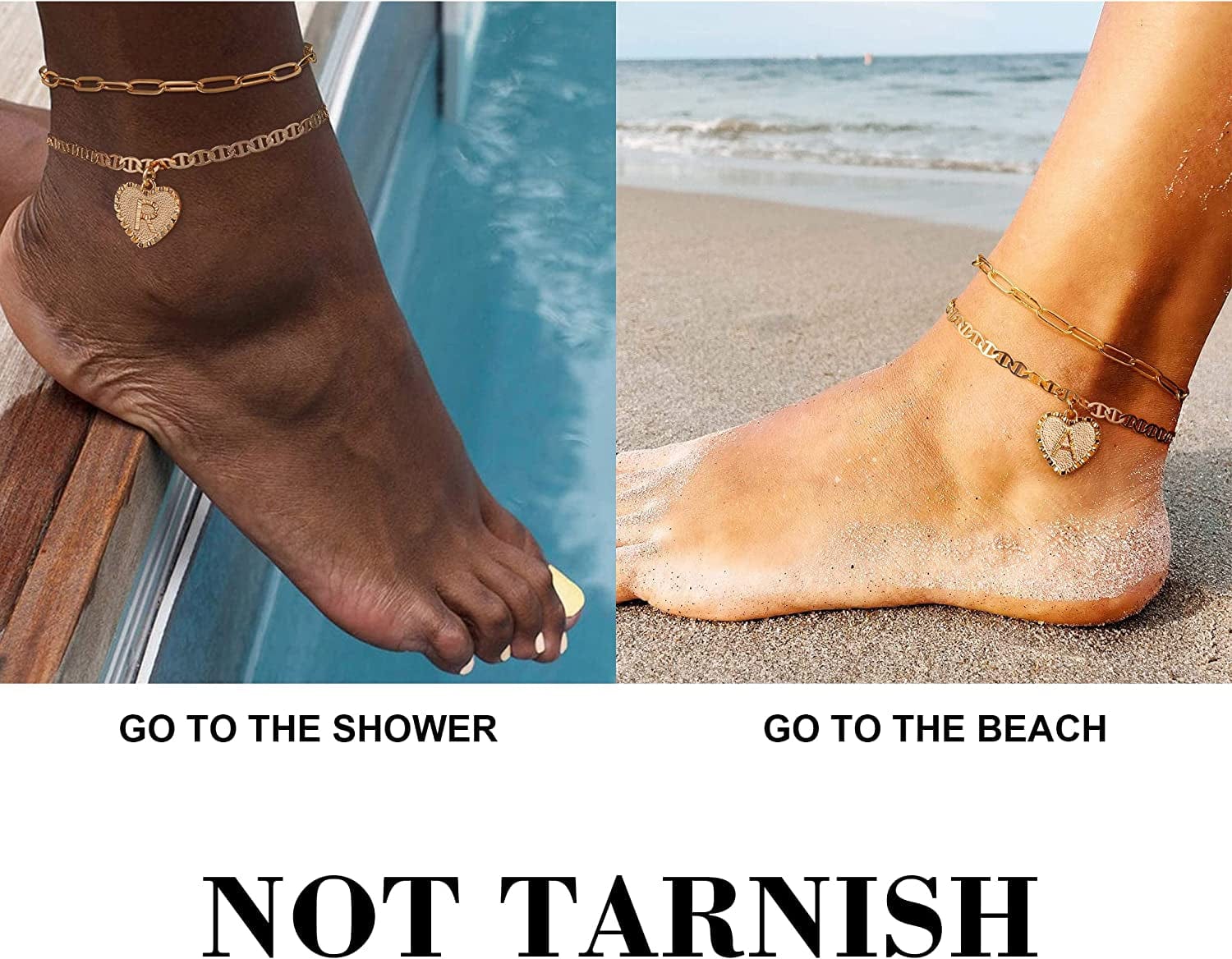 Yesteel Initial Ankle Bracelets for Women, Heart Anklet with Initials Letter Charm Anklets for Women, Cute 14K Gold Plated A-Z Foot Jewelry Anklets for Teens Girls Apparel & Accessories > Jewelry > Anklets YESTEEL