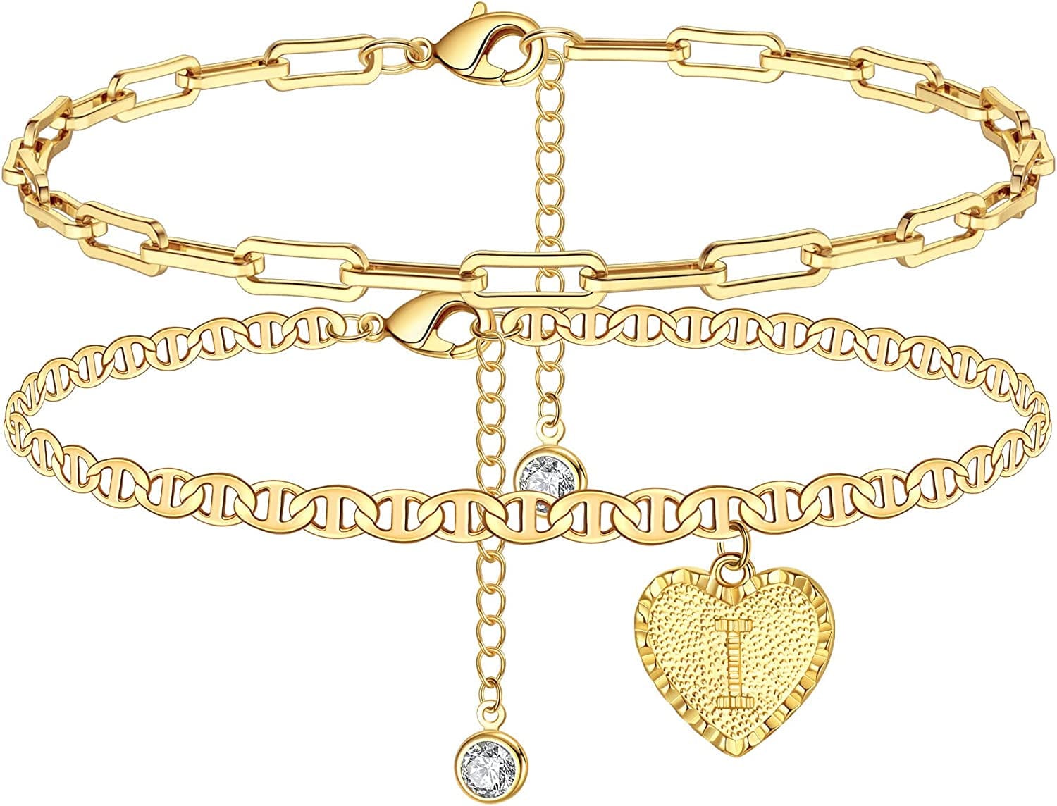 Yesteel Initial Ankle Bracelets for Women, Heart Anklet with Initials Letter Charm Anklets for Women, Cute 14K Gold Plated A-Z Foot Jewelry Anklets for Teens Girls Apparel & Accessories > Jewelry > Anklets YESTEEL I