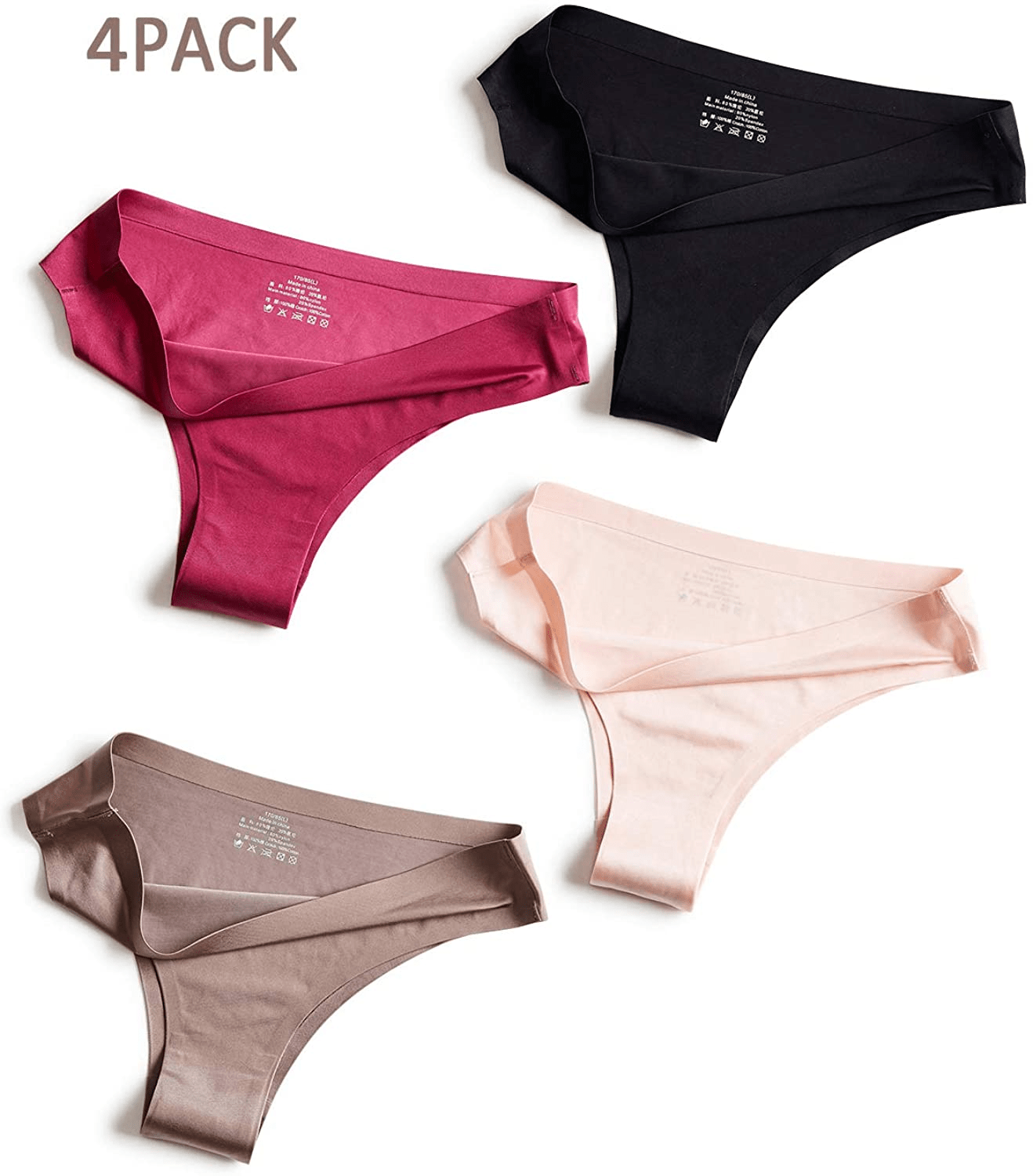 YESUBELU Seamless Underwear Women Half Back Coverage Bikini Sets for Women 4-Pack Apparel & Accessories > Clothing > Underwear & Socks > Underwear YESUBELU