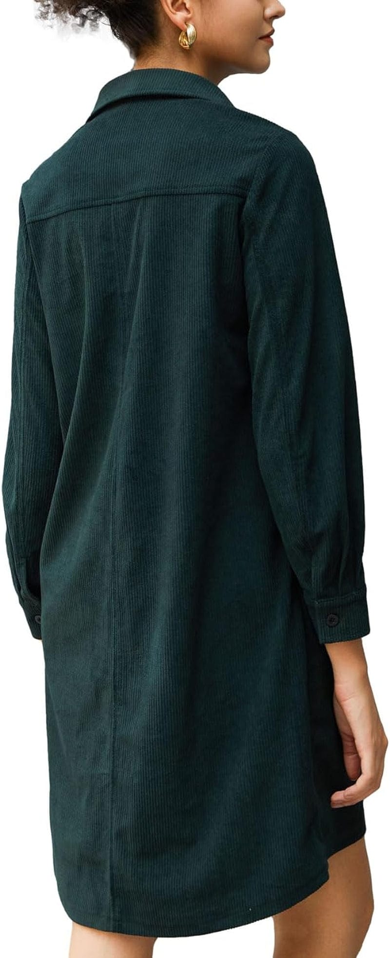 YEXPINE Women'S Tunic Dress Long Sleeve Casual Button down Corduroy Shirt Dress with Pockets