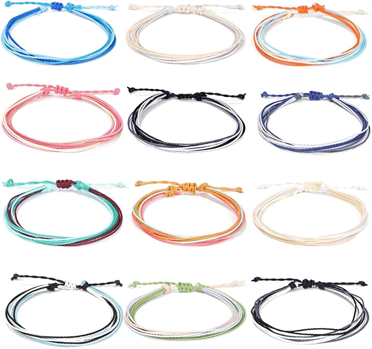 Yfstyle 12Pcs Summer Beach Surfer Wave Bracelets Adjustable Handmade Waterproof Braided String Beaded Anklets Starfish Turtle Infinity Ankle Bracelet for Women Girls Boho Jewelry for Summer-B Apparel & Accessories > Jewelry > Bracelets yfstyle B