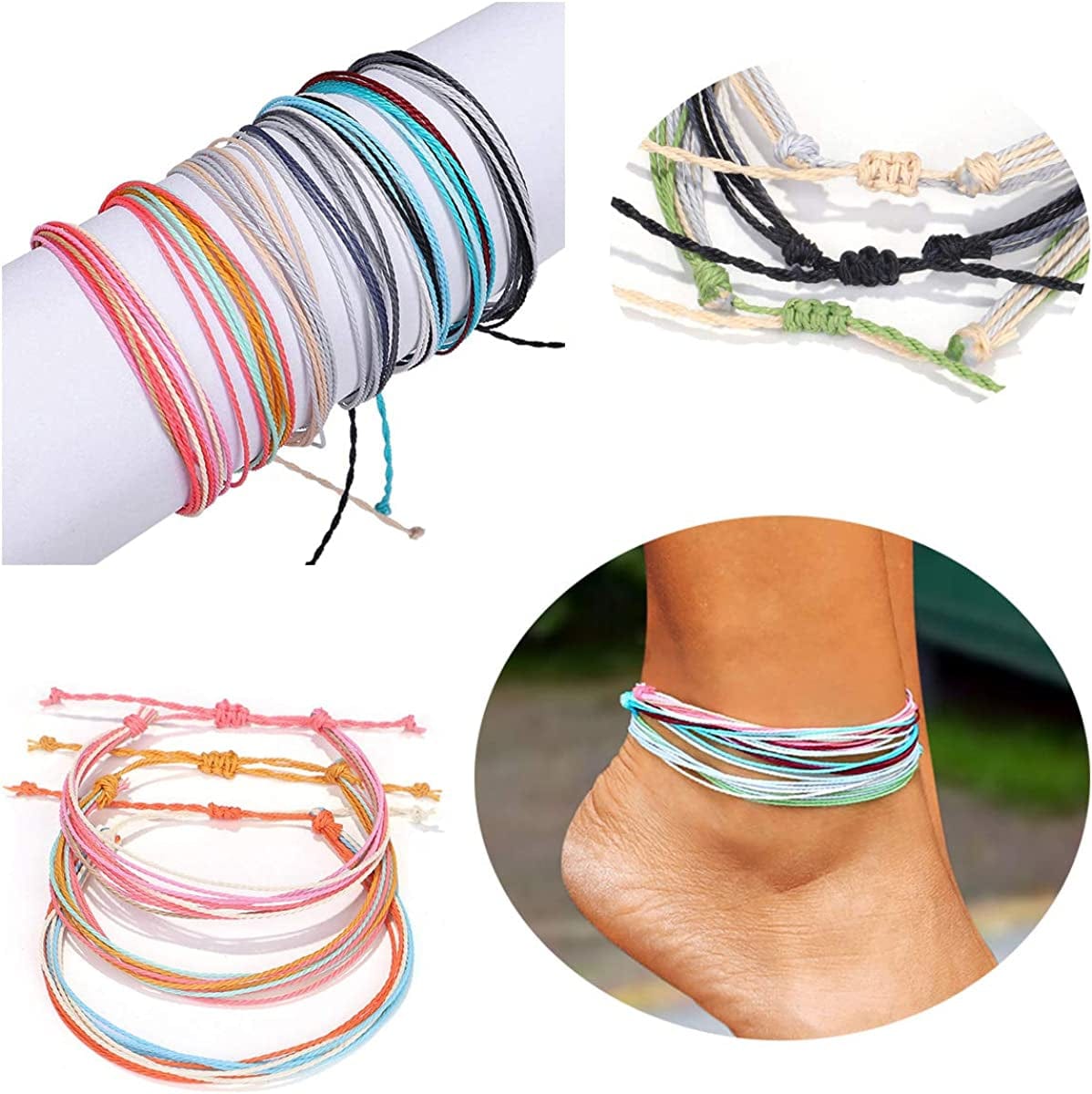 Yfstyle 12Pcs Summer Beach Surfer Wave Bracelets Adjustable Handmade Waterproof Braided String Beaded Anklets Starfish Turtle Infinity Ankle Bracelet for Women Girls Boho Jewelry for Summer-B Apparel & Accessories > Jewelry > Bracelets yfstyle