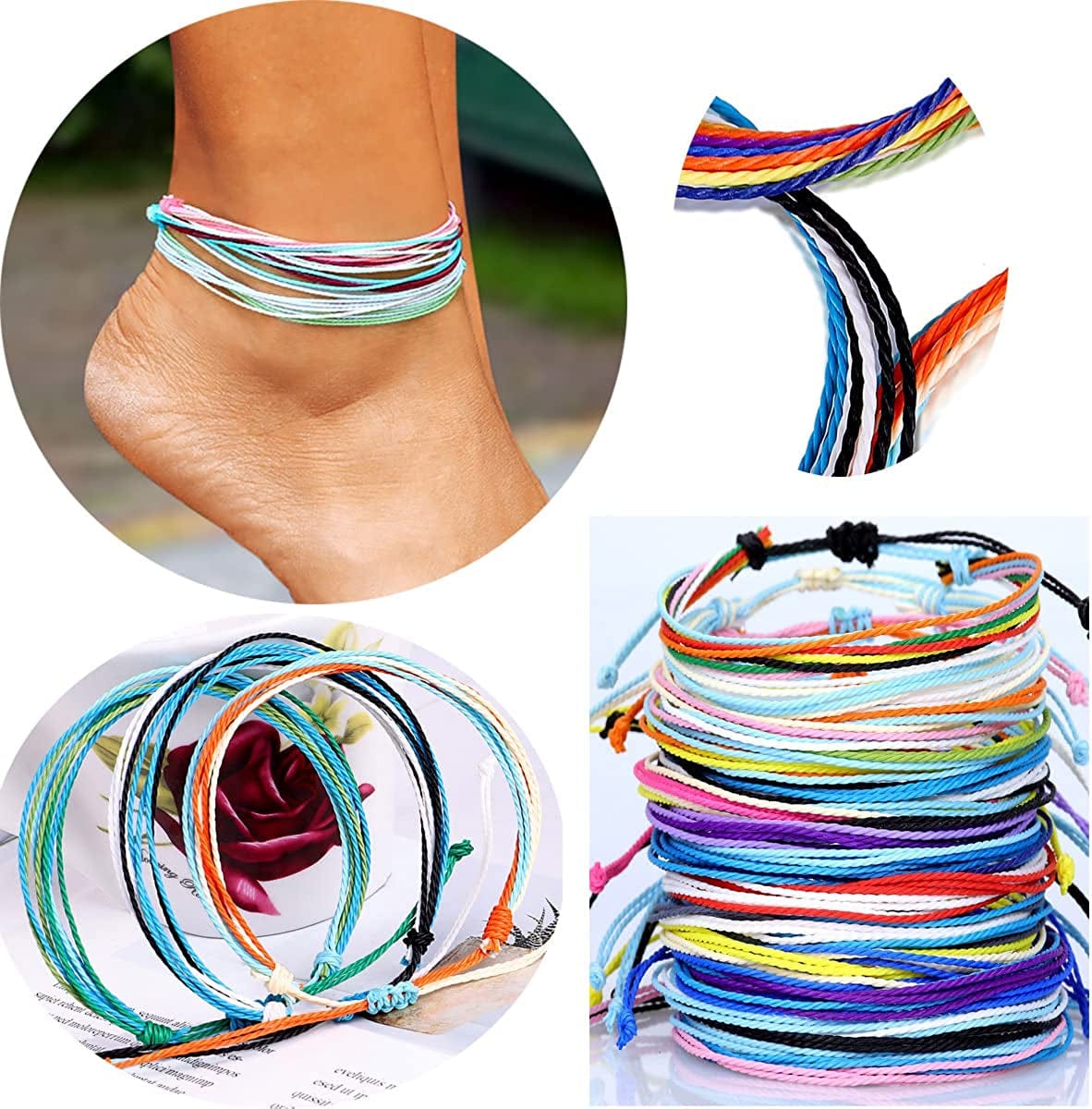 Yfstyle 12Pcs Summer Beach Surfer Wave Bracelets Adjustable Handmade Waterproof Braided String Beaded Anklets Starfish Turtle Infinity Ankle Bracelet for Women Girls Boho Jewelry for Summer-B Apparel & Accessories > Jewelry > Anklets yfstyle