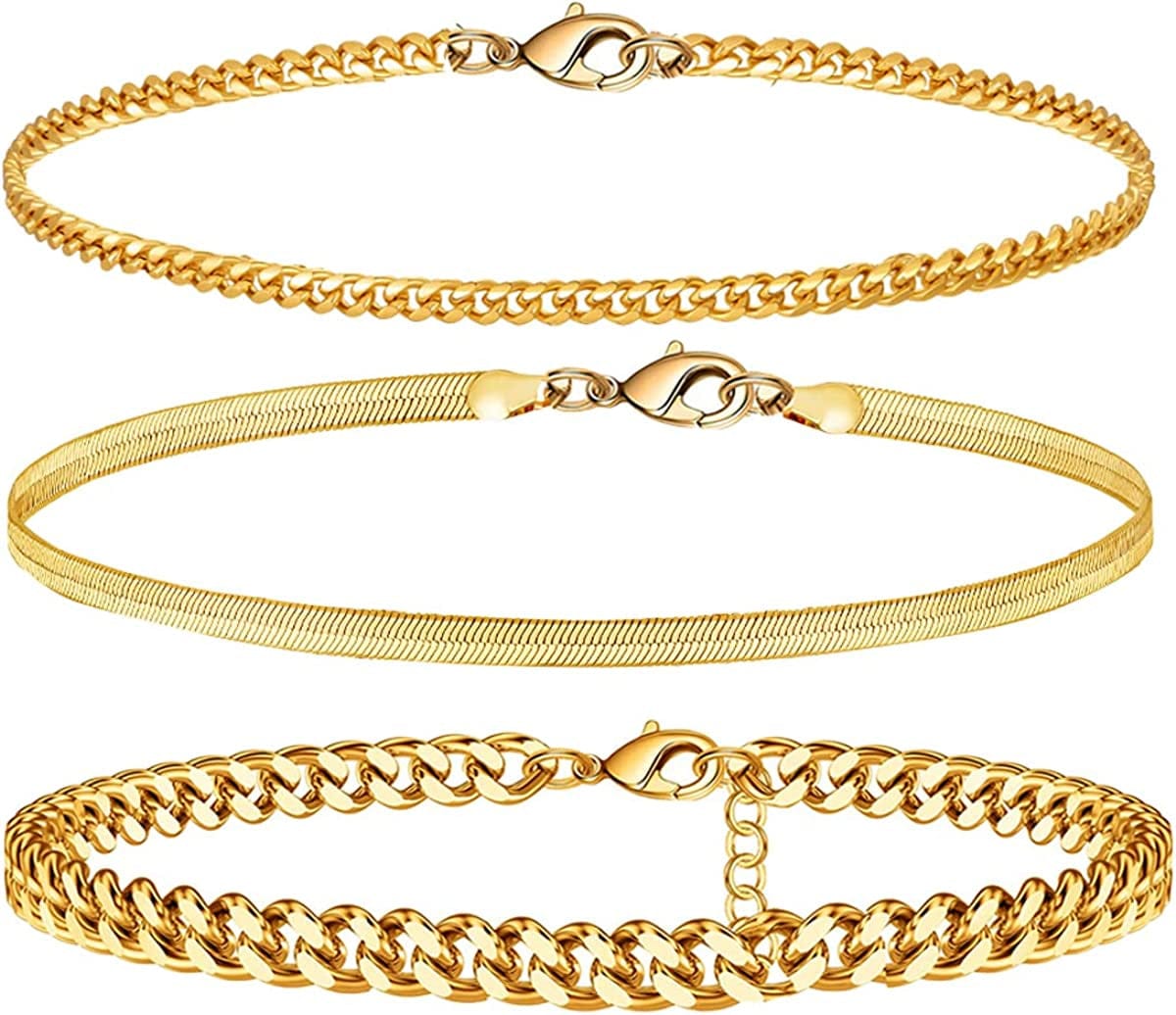 Yfstyle 3PCS Butterfly Ankle Bracelet for Women Girls Charms Butterfly Ankle Rhinestone Anklets Bulk Adjustable Layered Braided Chain Anklet for Summer Beach Apparel & Accessories > Jewelry > Anklets yfstyle snake chain