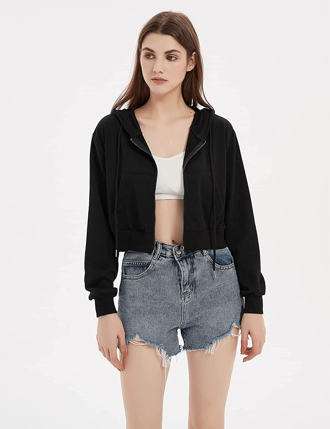 Yimoon Women'S Casual Workout Long Sleeve Crop Tops Zip up Hoodies Sweatshirts Apparel & Accessories > Clothing > Activewear Kylie Max