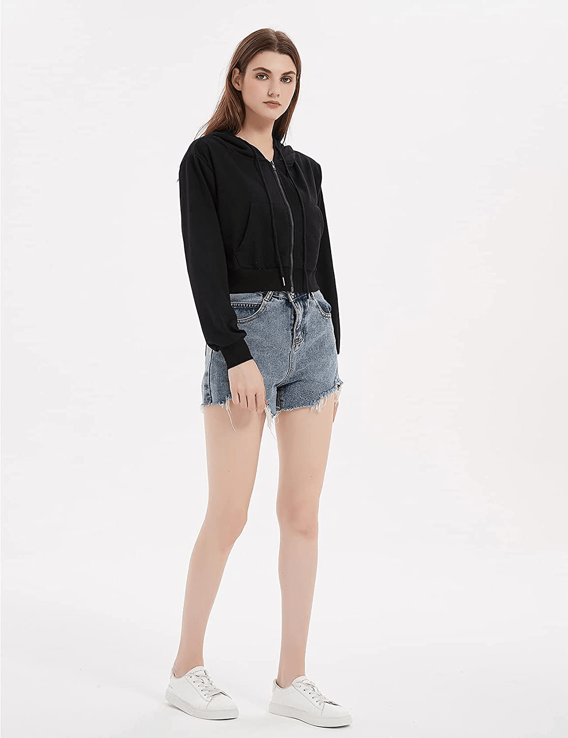 Yimoon Women'S Casual Workout Long Sleeve Crop Tops Zip up Hoodies Sweatshirts Apparel & Accessories > Clothing > Activewear Kylie Max