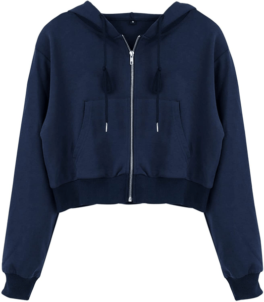 Yimoon Women'S Casual Workout Long Sleeve Crop Tops Zip up Hoodies Sweatshirts Apparel & Accessories > Clothing > Activewear Kylie Max