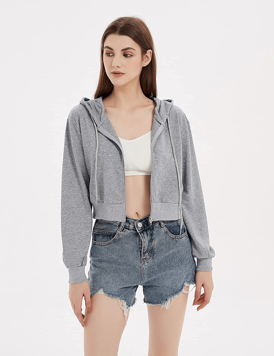 Yimoon Women'S Casual Workout Long Sleeve Crop Tops Zip up Hoodies Sweatshirts Apparel & Accessories > Clothing > Activewear Kylie Max