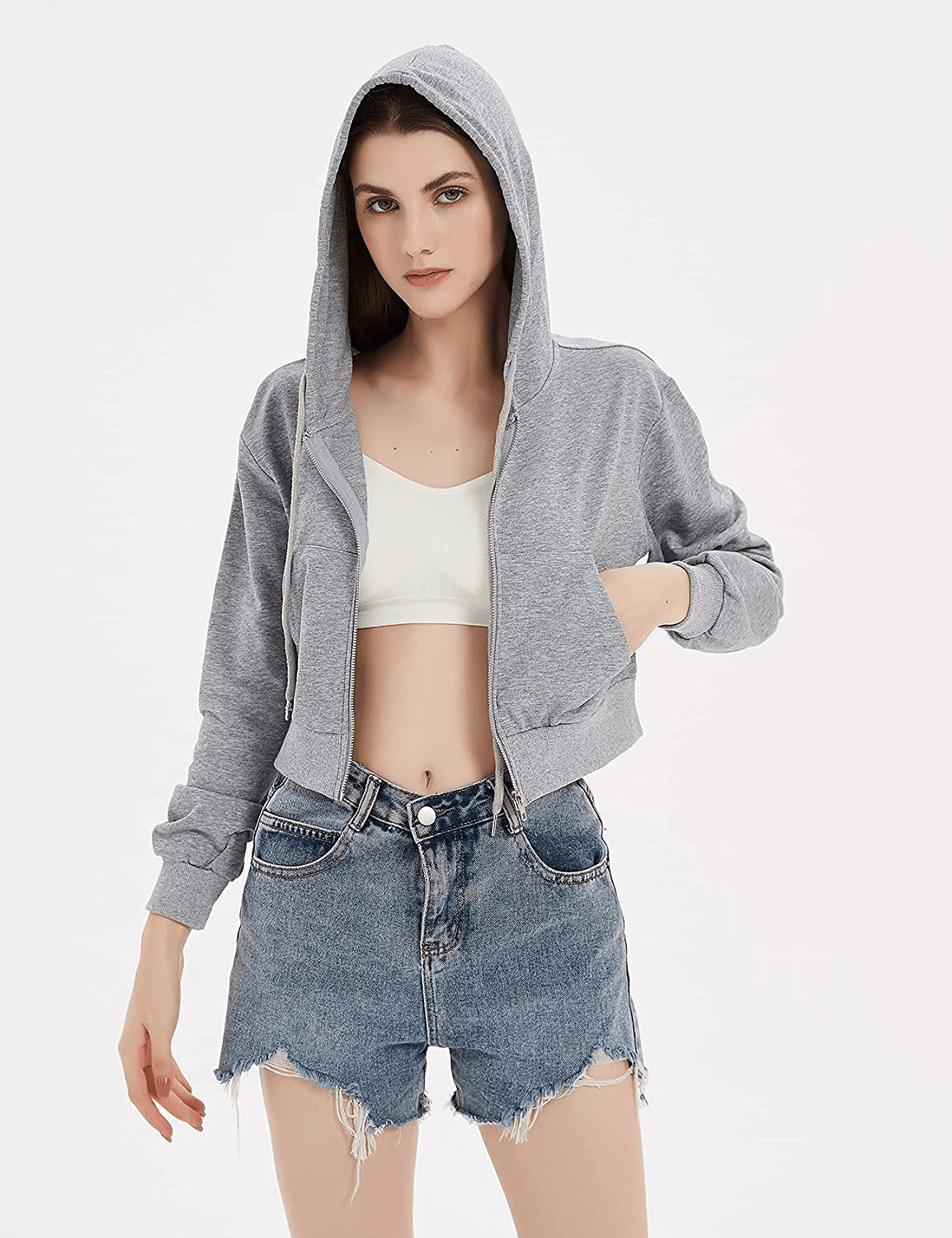 Yimoon Women'S Casual Workout Long Sleeve Crop Tops Zip up Hoodies Sweatshirts Apparel & Accessories > Clothing > Activewear Kylie Max