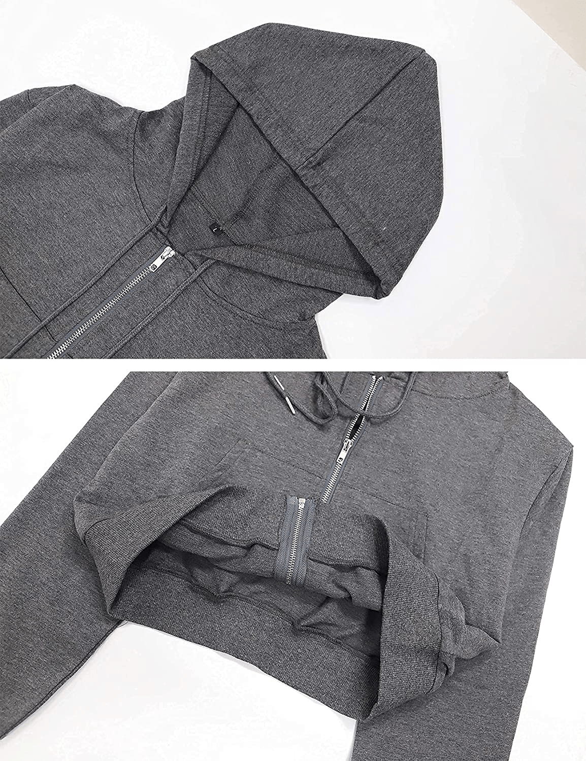 Yimoon Women'S Casual Workout Long Sleeve Crop Tops Zip up Hoodies Sweatshirts Apparel & Accessories > Clothing > Activewear Kylie Max