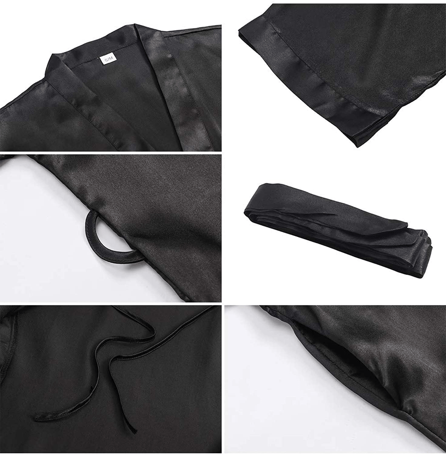 YINGER Womens Satin Kimono Robe V Neck Bridesmaid Bathrobe Wedding Party Loungewear Short XS-XXL Apparel & Accessories > Clothing > Sleepwear & Loungewear > Robes BeingYoung