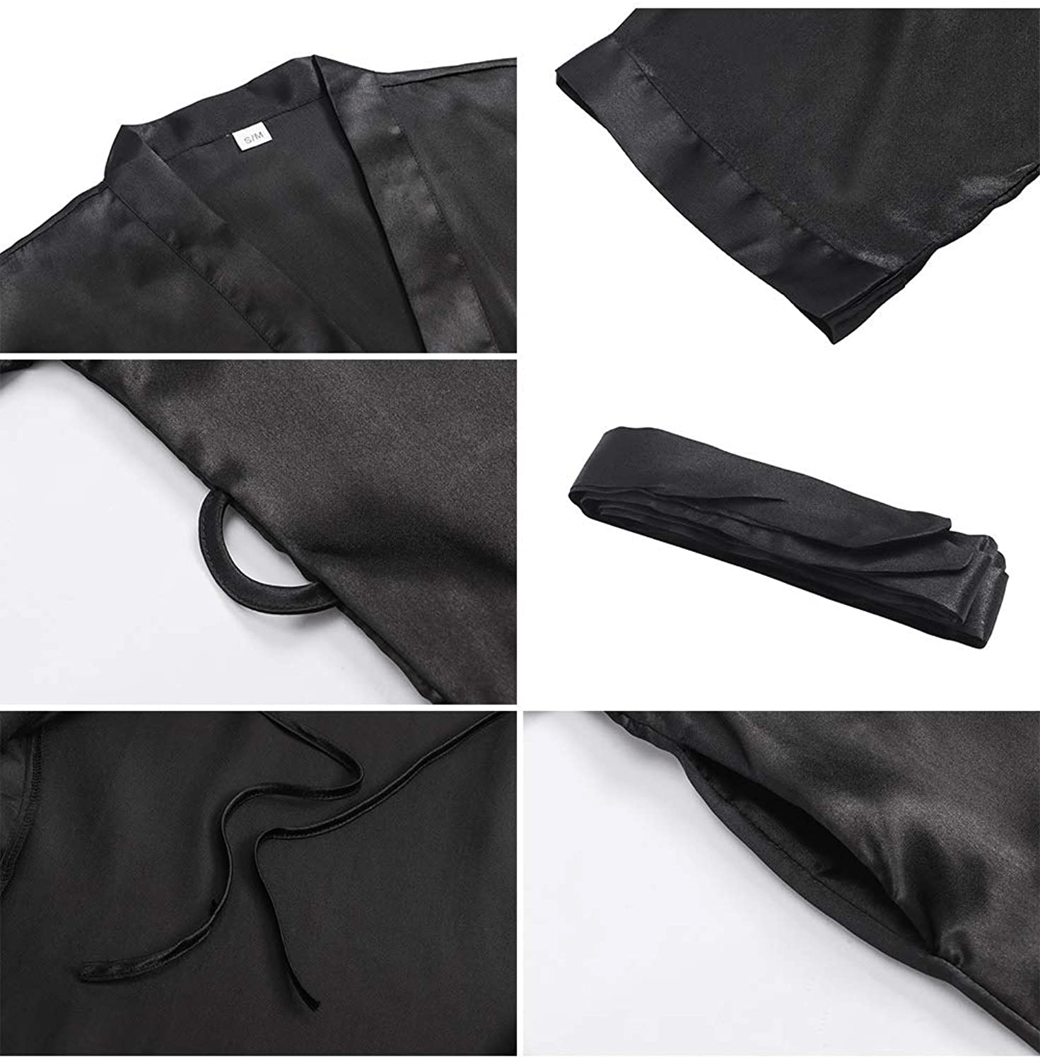 YINGER Womens Satin Kimono Robe V Neck Bridesmaid Bathrobe Wedding Party Loungewear Short XS-XXL Apparel & Accessories > Clothing > Sleepwear & Loungewear > Robes BeingYoung