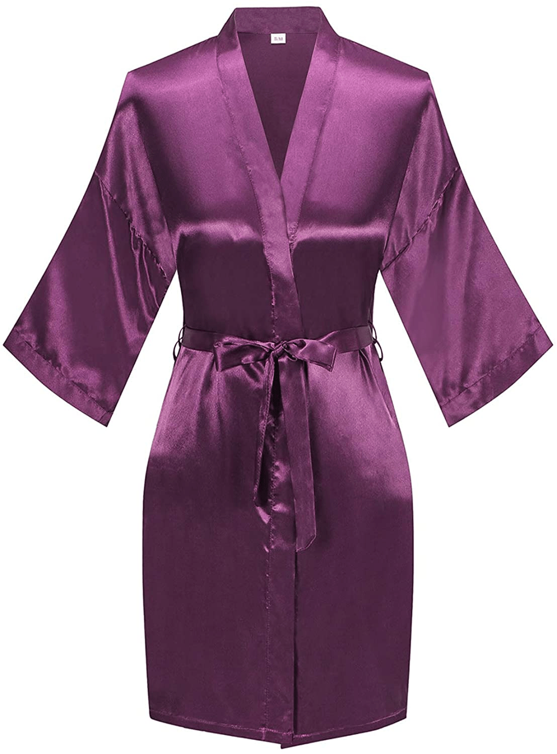 YINGER Womens Satin Kimono Robe V Neck Bridesmaid Bathrobe Wedding Party Loungewear Short XS-XXL Apparel & Accessories > Clothing > Sleepwear & Loungewear > Robes BeingYoung