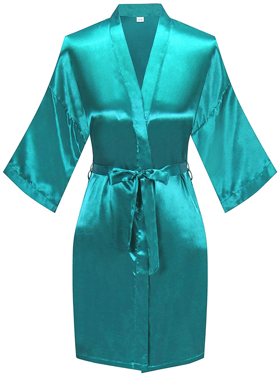YINGER Womens Satin Kimono Robe V Neck Bridesmaid Bathrobe Wedding Party Loungewear Short XS-XXL Apparel & Accessories > Clothing > Sleepwear & Loungewear > Robes BeingYoung Blackish Green Large-X-Large