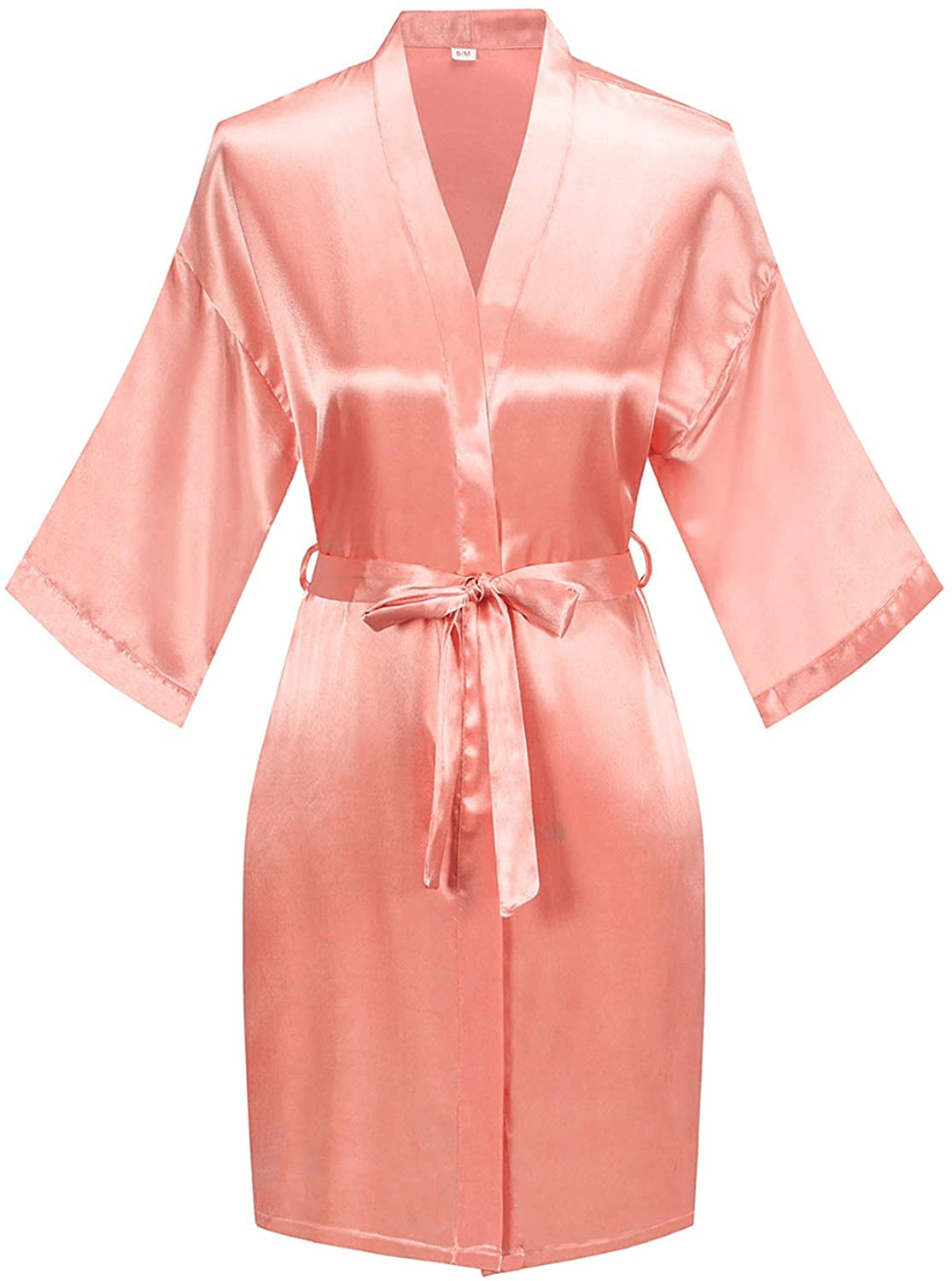 YINGER Womens Satin Kimono Robe V Neck Bridesmaid Bathrobe Wedding Party Loungewear Short XS-XXL Apparel & Accessories > Clothing > Sleepwear & Loungewear > Robes BeingYoung Watermelon Red Large-X-Large