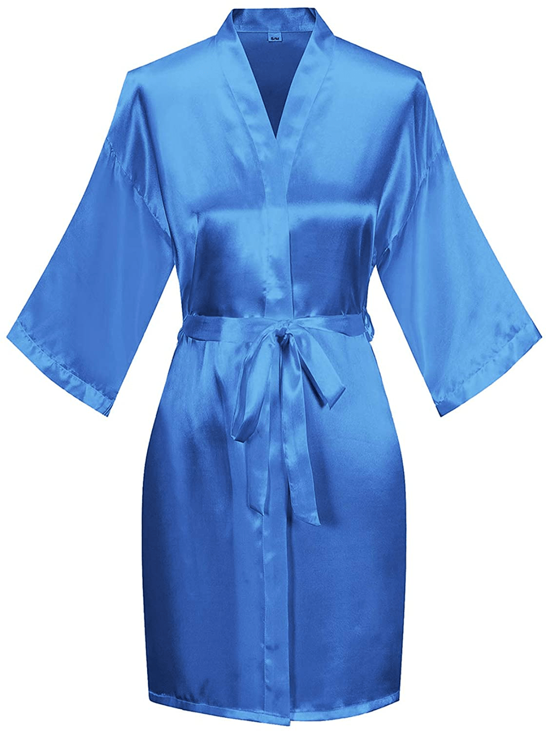 YINGER Womens Satin Kimono Robe V Neck Bridesmaid Bathrobe Wedding Party Loungewear Short XS-XXL Apparel & Accessories > Clothing > Sleepwear & Loungewear > Robes BeingYoung Royal Blue Large-X-Large