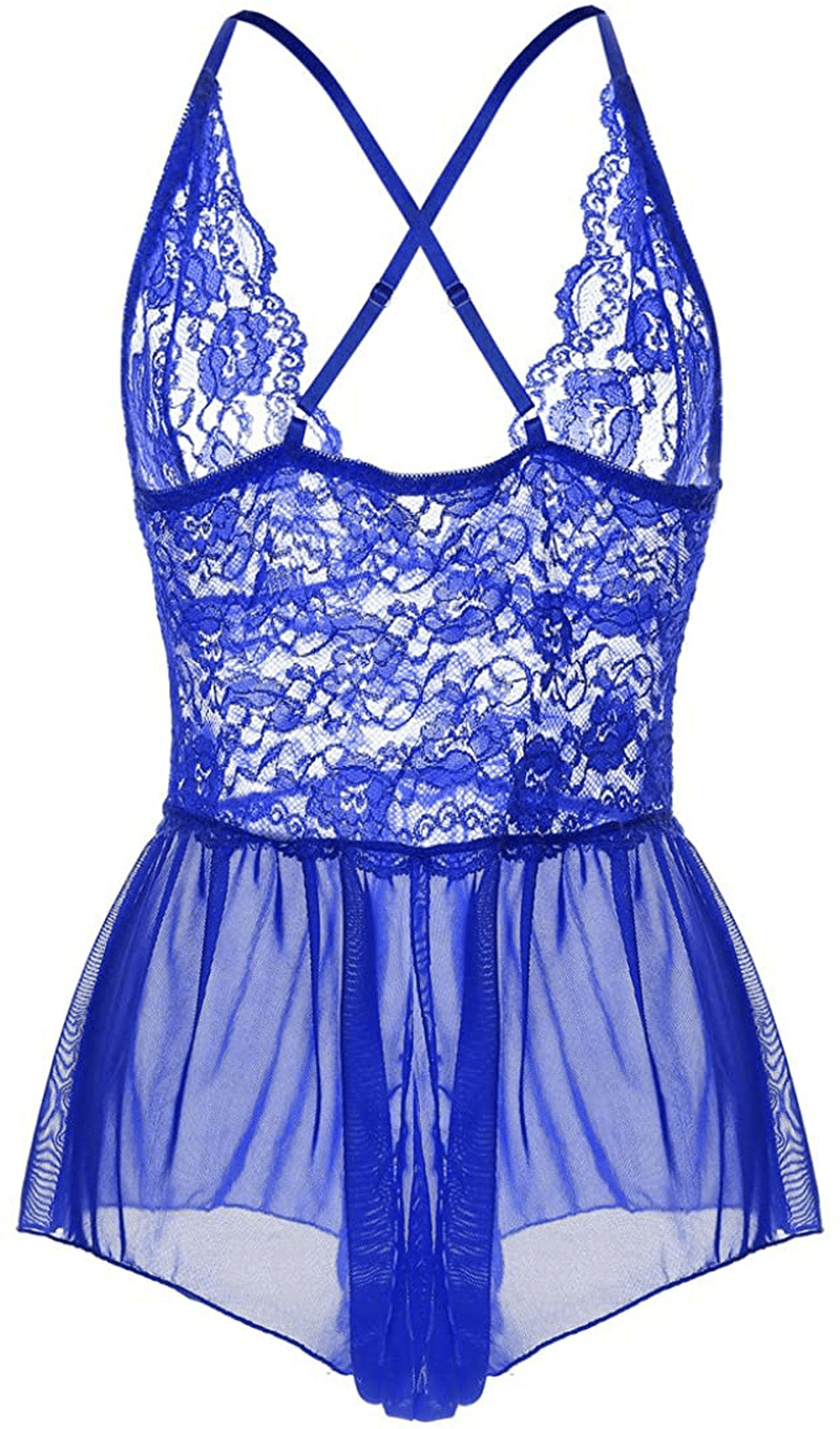 Yinggeli Womens plus Size Lingerie V Neck Lace Sexy Babydoll Sleepwear S-3XL Apparel & Accessories > Clothing > Underwear & Socks > Lingerie Kylie Max