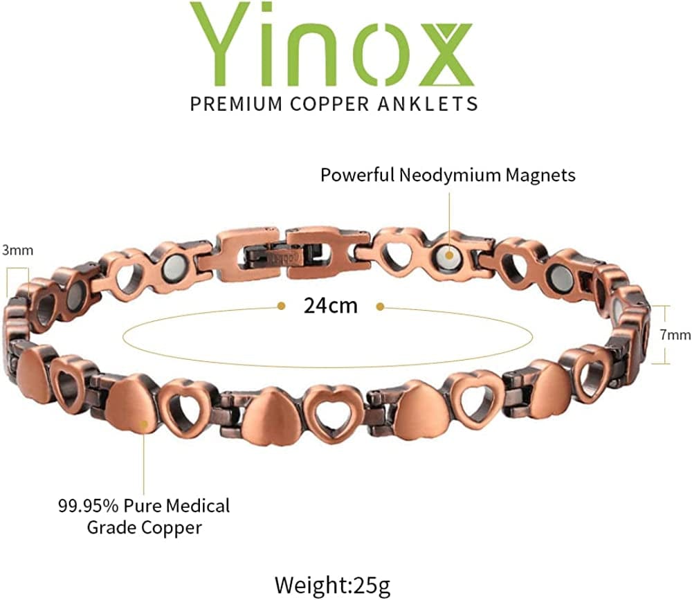 YINOX Copper Ankle Bracelet for Women, Magnetic Therapy Anklet for Arthritis Pain Relief with 12 Magnets Jewelry Gift Apparel & Accessories > Jewelry > Anklets Generic