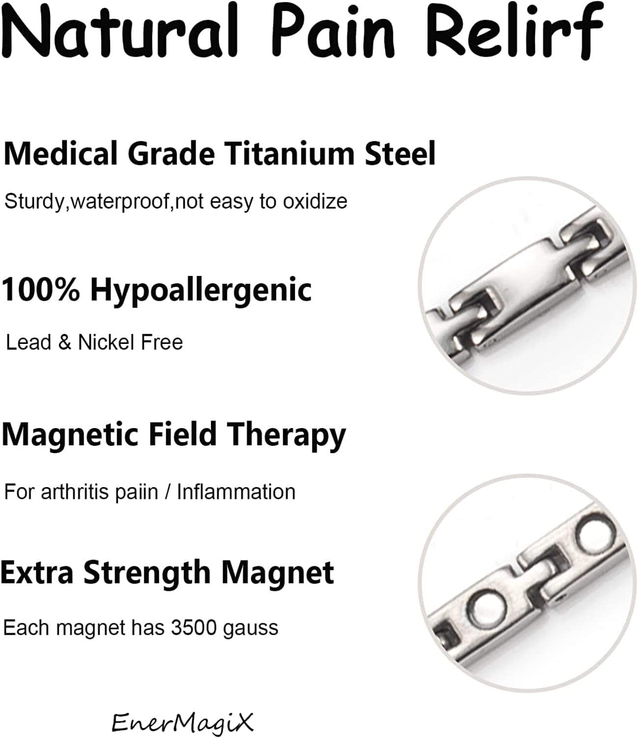 YINOX Ladies Anklet Simple Design Magnetic Stainless Steel Anklet for Ladies Girl Mom 24CM/5MM Apparel & Accessories > Jewelry > Anklets YINOX