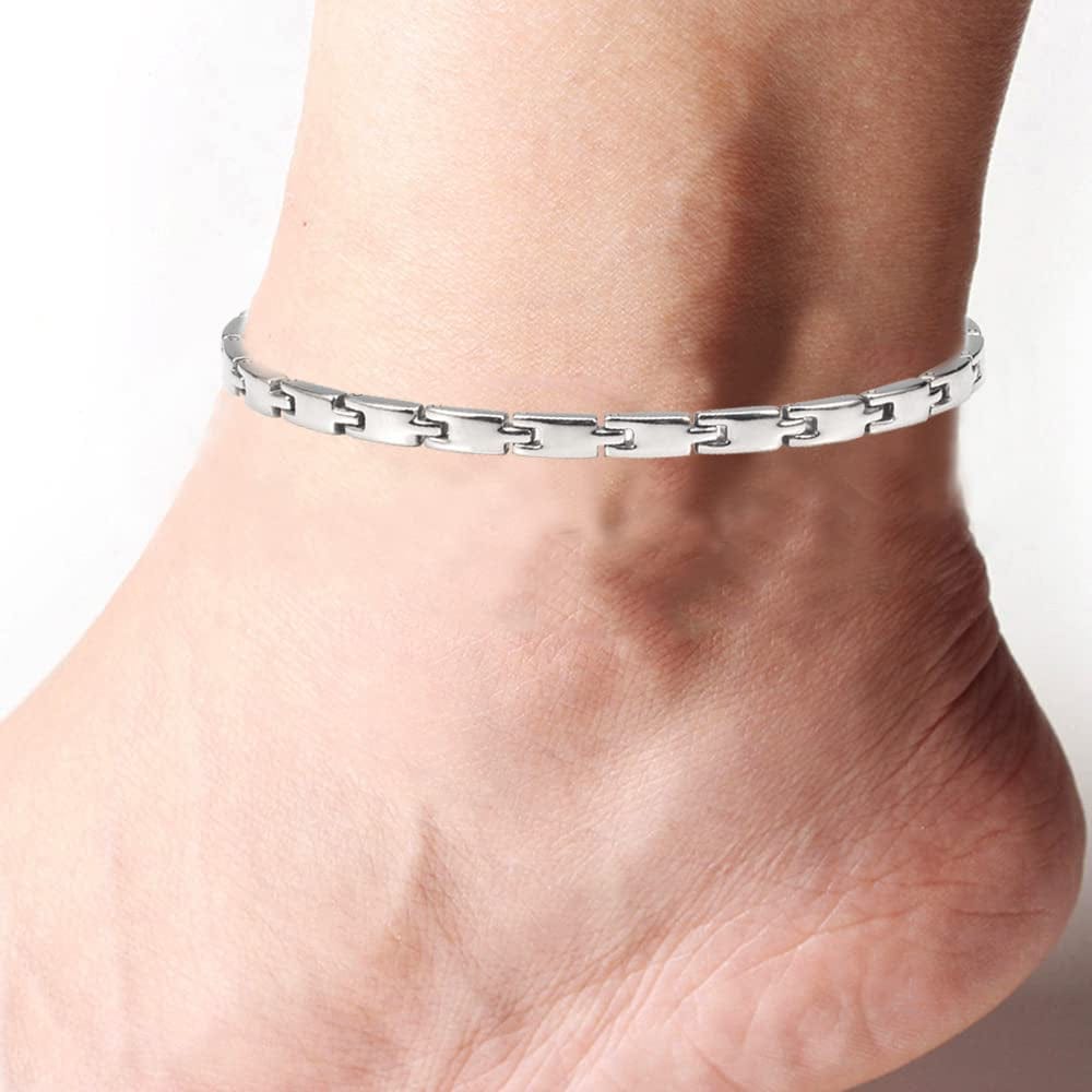 YINOX Ladies Anklet Simple Design Magnetic Stainless Steel Anklet for Ladies Girl Mom 24CM/5MM Apparel & Accessories > Jewelry > Anklets YINOX