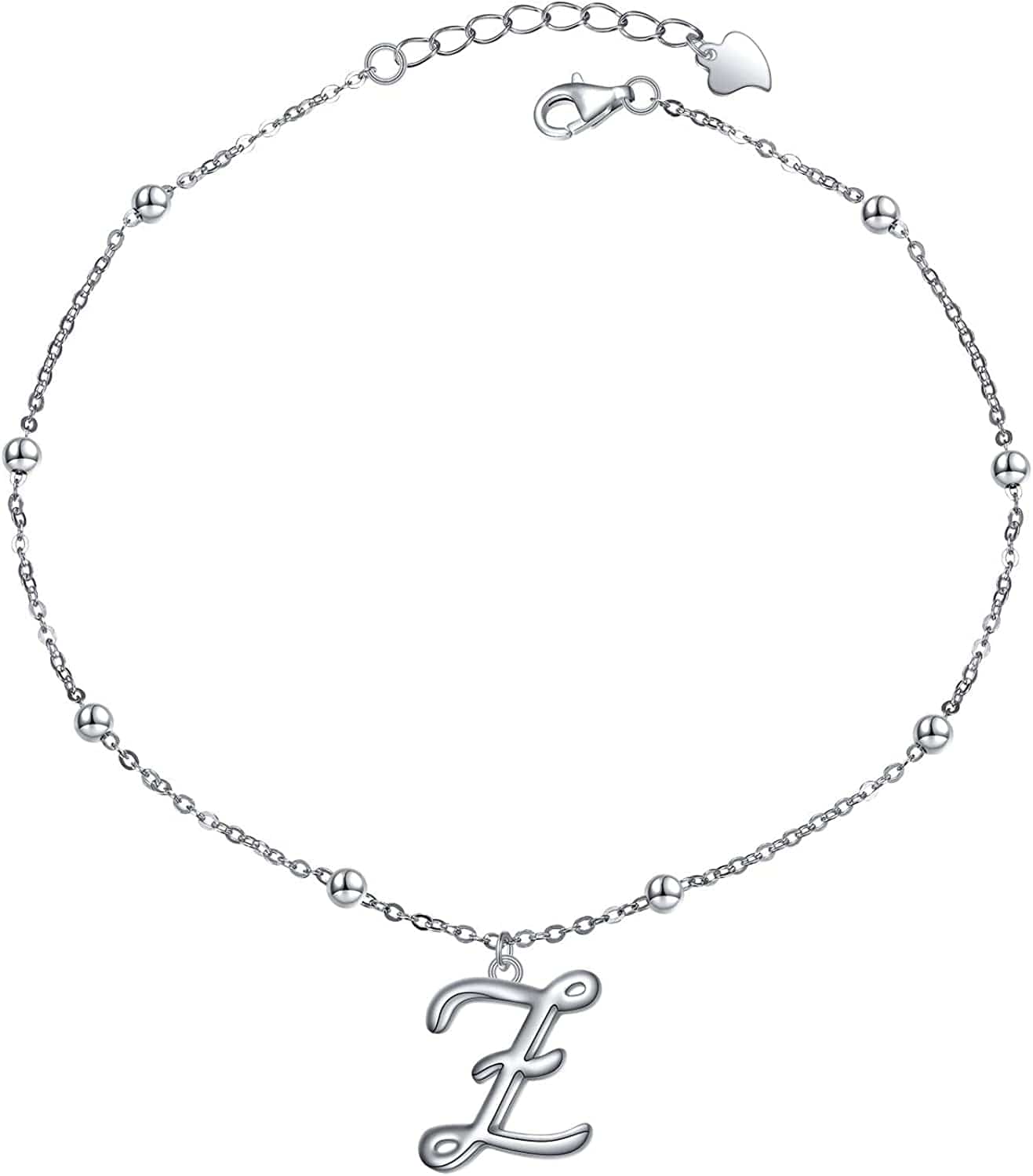 Yinshan S925 Sterling Silver Initial Ankle Bracelets for Women, Dainty Layered Beaded Letter Anklet with Initials Cute Summer Anklets Alphabet Ankle Bracelets for Women Teen Girls Apparel & Accessories > Jewelry > Anklets YinShan Z