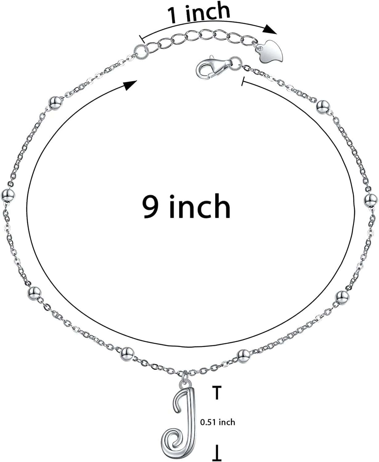 Yinshan S925 Sterling Silver Initial Ankle Bracelets for Women, Dainty Layered Beaded Letter Anklet with Initials Cute Summer Anklets Alphabet Ankle Bracelets for Women Teen Girls Apparel & Accessories > Jewelry > Anklets YinShan