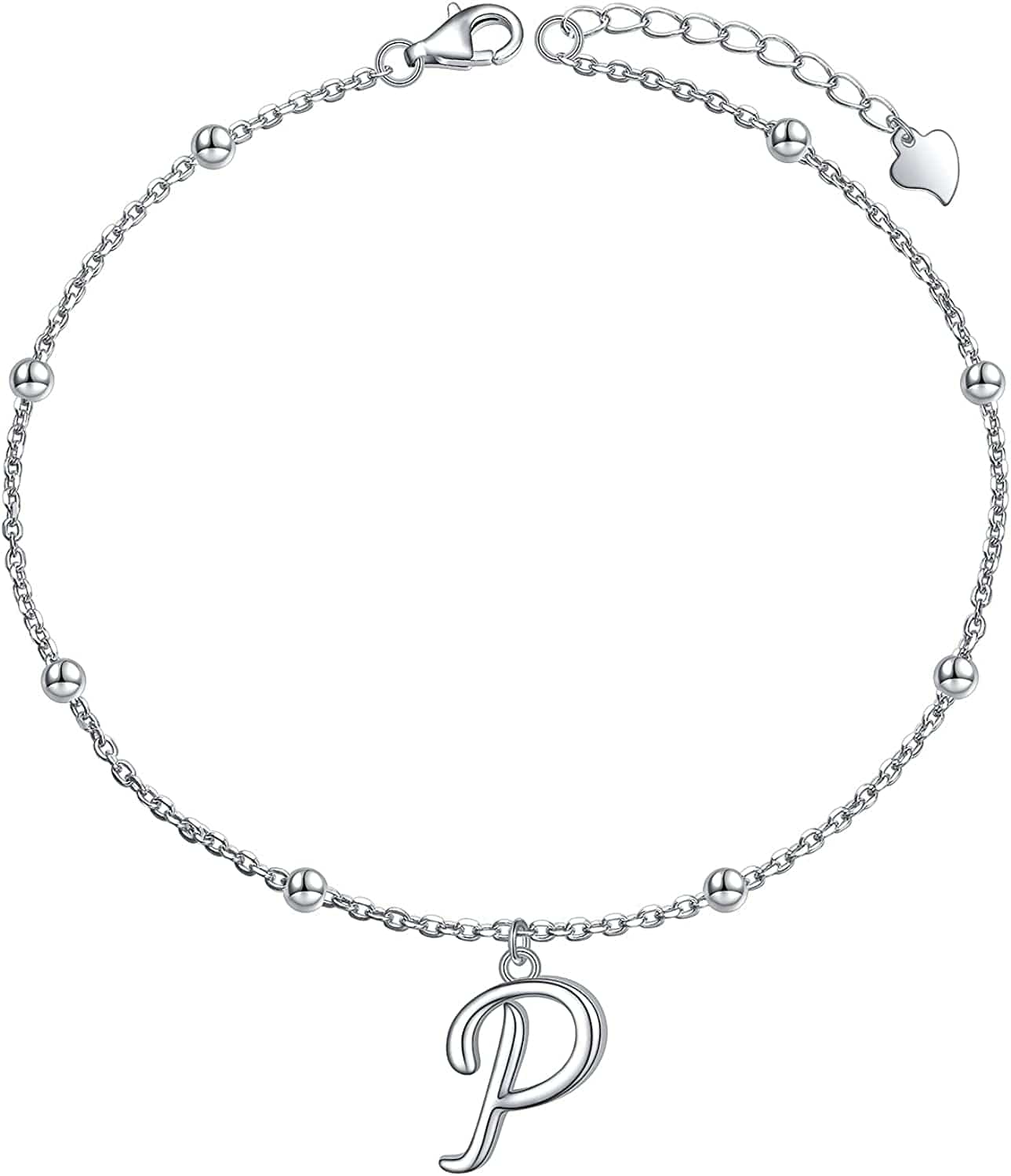 Yinshan S925 Sterling Silver Initial Ankle Bracelets for Women, Dainty Layered Beaded Letter Anklet with Initials Cute Summer Anklets Alphabet Ankle Bracelets for Women Teen Girls Apparel & Accessories > Jewelry > Anklets YinShan P
