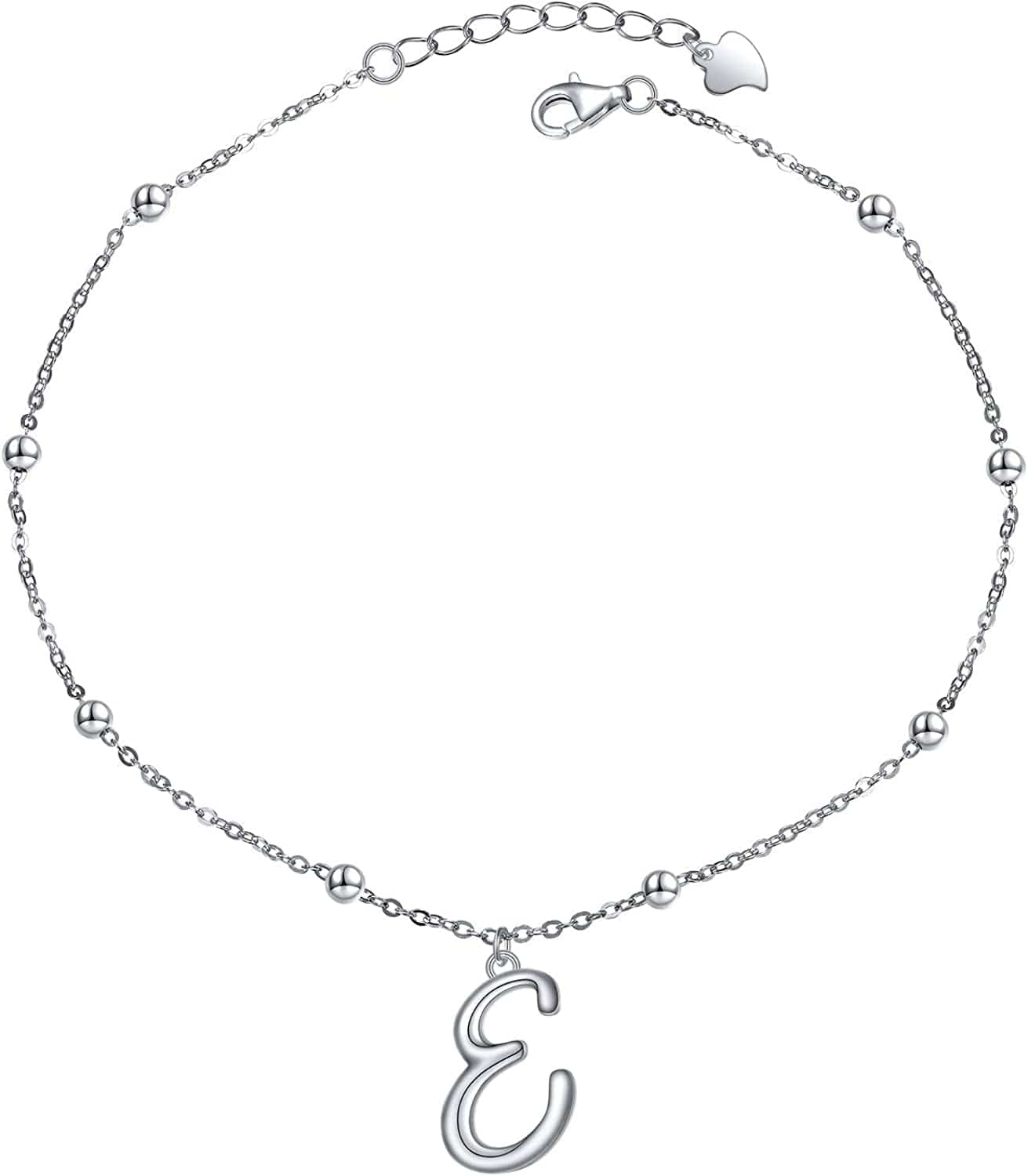 Yinshan S925 Sterling Silver Initial Ankle Bracelets for Women, Dainty Layered Beaded Letter Anklet with Initials Cute Summer Anklets Alphabet Ankle Bracelets for Women Teen Girls Apparel & Accessories > Jewelry > Anklets YinShan E
