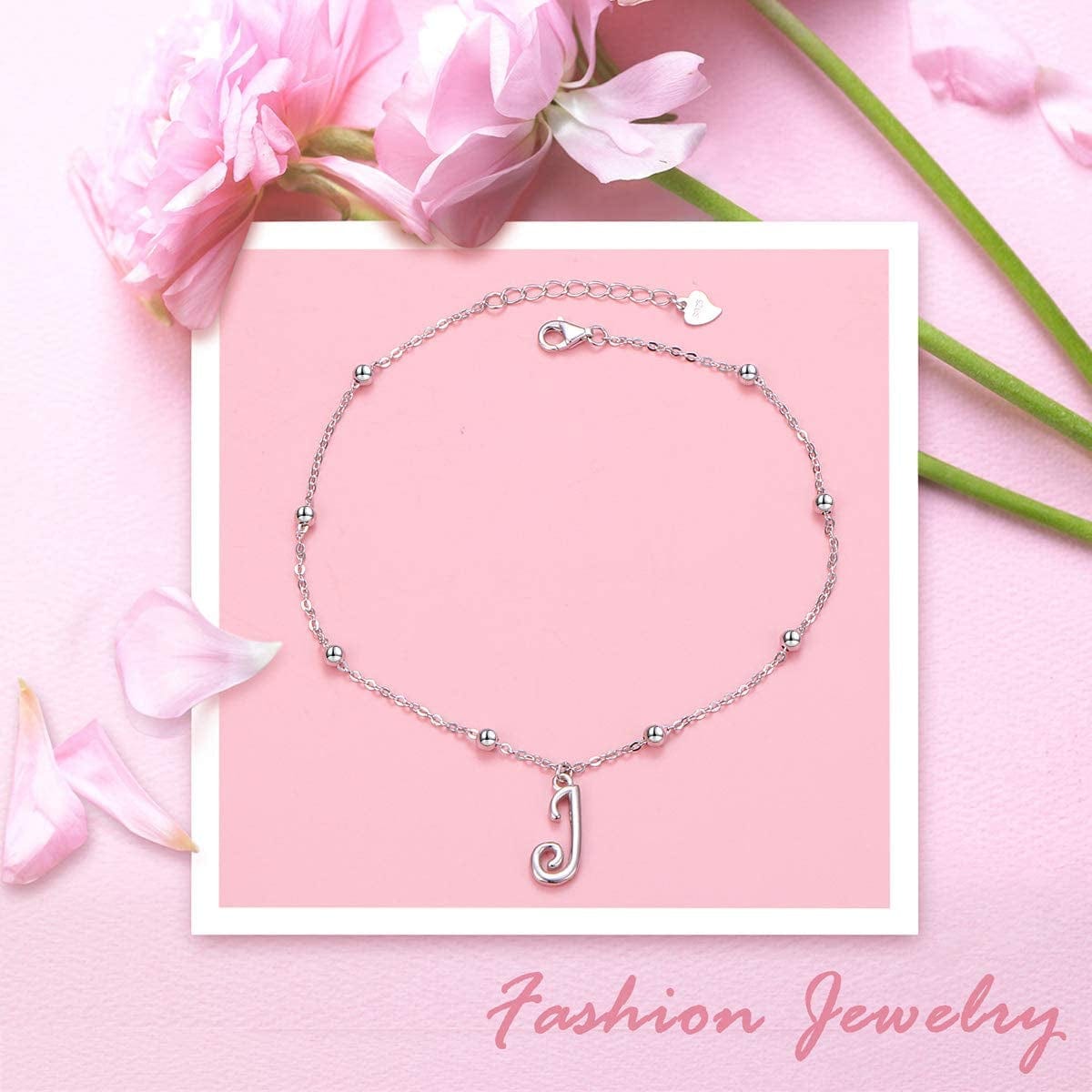 Yinshan S925 Sterling Silver Initial Ankle Bracelets for Women, Dainty Layered Beaded Letter Anklet with Initials Cute Summer Anklets Alphabet Ankle Bracelets for Women Teen Girls Apparel & Accessories > Jewelry > Anklets YinShan
