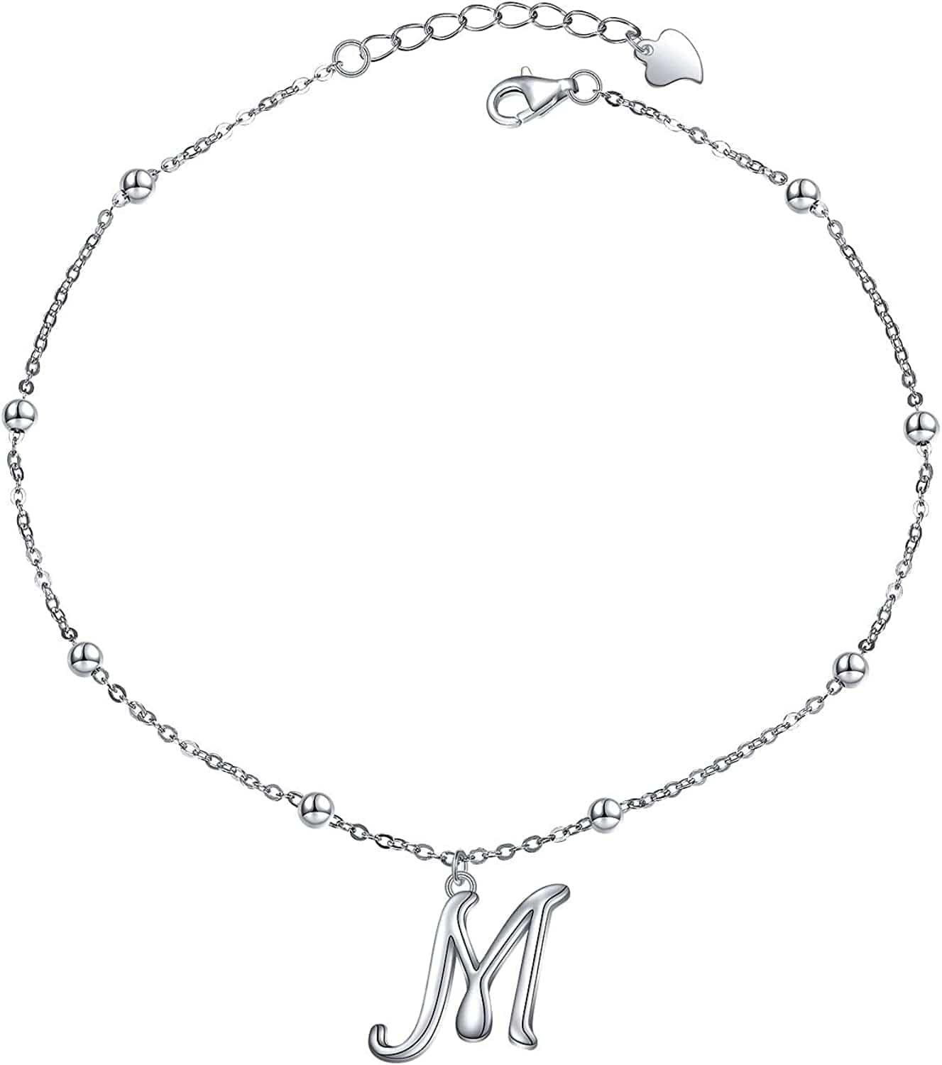 Yinshan S925 Sterling Silver Initial Ankle Bracelets for Women, Dainty Layered Beaded Letter Anklet with Initials Cute Summer Anklets Alphabet Ankle Bracelets for Women Teen Girls Apparel & Accessories > Jewelry > Anklets YinShan M