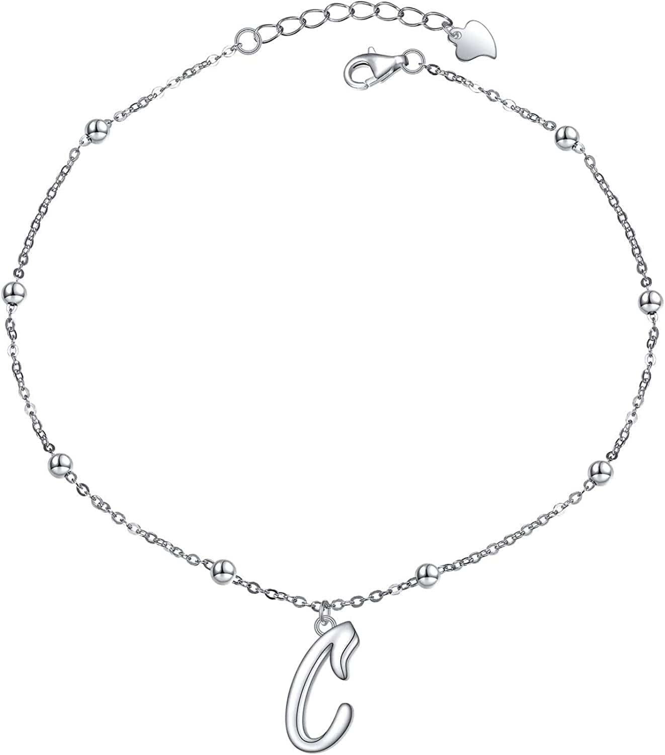 Yinshan S925 Sterling Silver Initial Ankle Bracelets for Women, Dainty Layered Beaded Letter Anklet with Initials Cute Summer Anklets Alphabet Ankle Bracelets for Women Teen Girls Apparel & Accessories > Jewelry > Anklets YinShan C