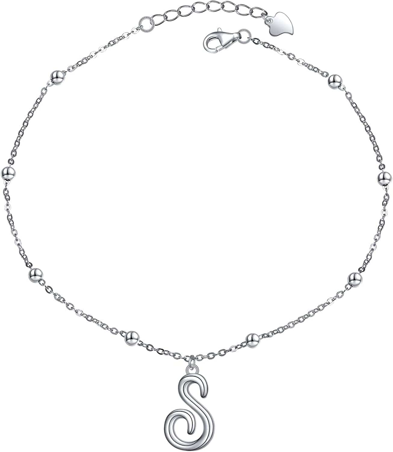 Yinshan S925 Sterling Silver Initial Ankle Bracelets for Women, Dainty Layered Beaded Letter Anklet with Initials Cute Summer Anklets Alphabet Ankle Bracelets for Women Teen Girls Apparel & Accessories > Jewelry > Anklets YinShan S