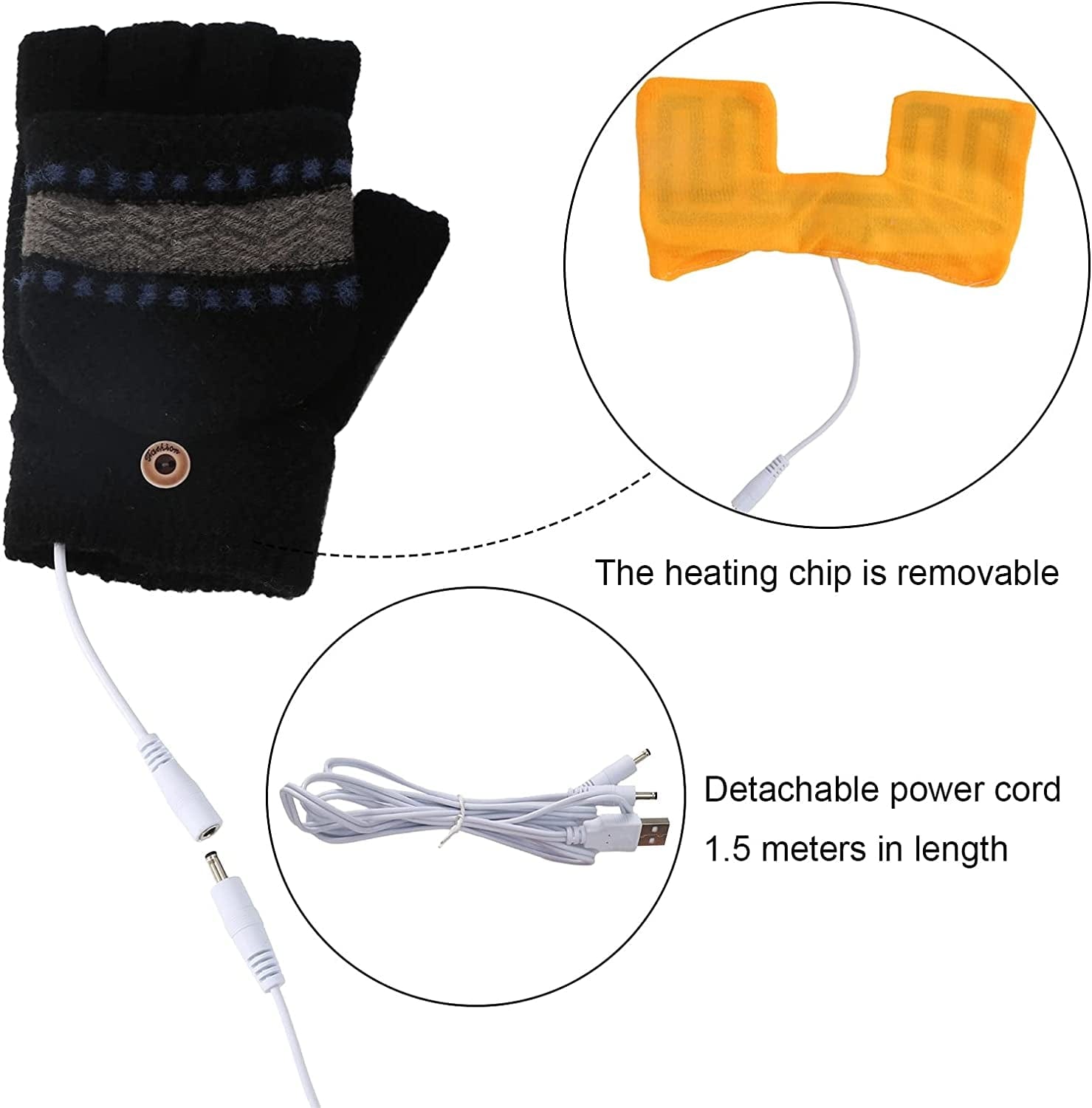 Yinuoday USB Heated Gloves Mitten Unisex Winter Hands Warm Laptop Gloves Womens& Mens Apparel & Accessories > Clothing Accessories > Gloves & Mittens Yinuoday