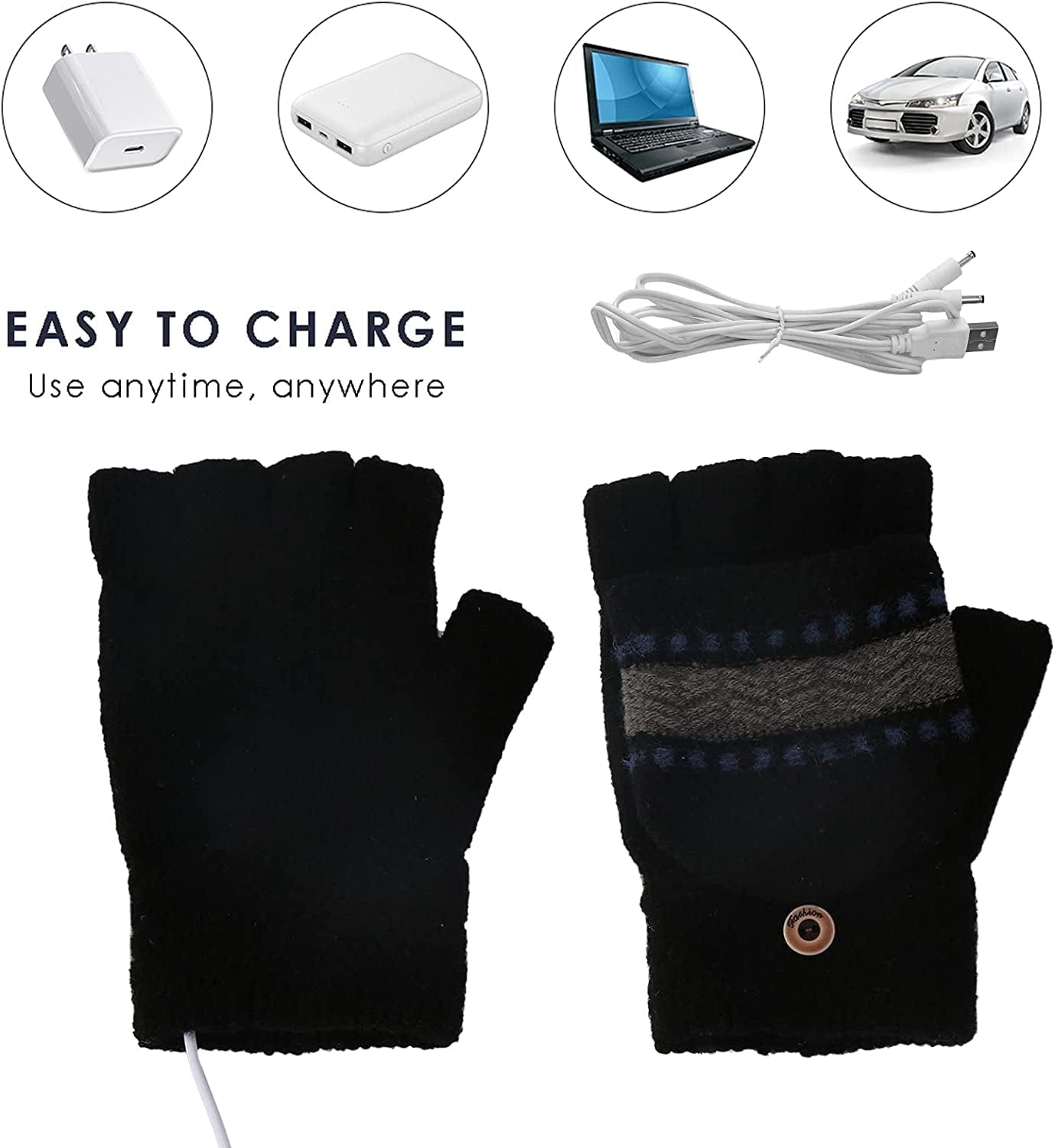 Yinuoday USB Heated Gloves Mitten Unisex Winter Hands Warm Laptop Gloves Womens& Mens Apparel & Accessories > Clothing Accessories > Gloves & Mittens Yinuoday